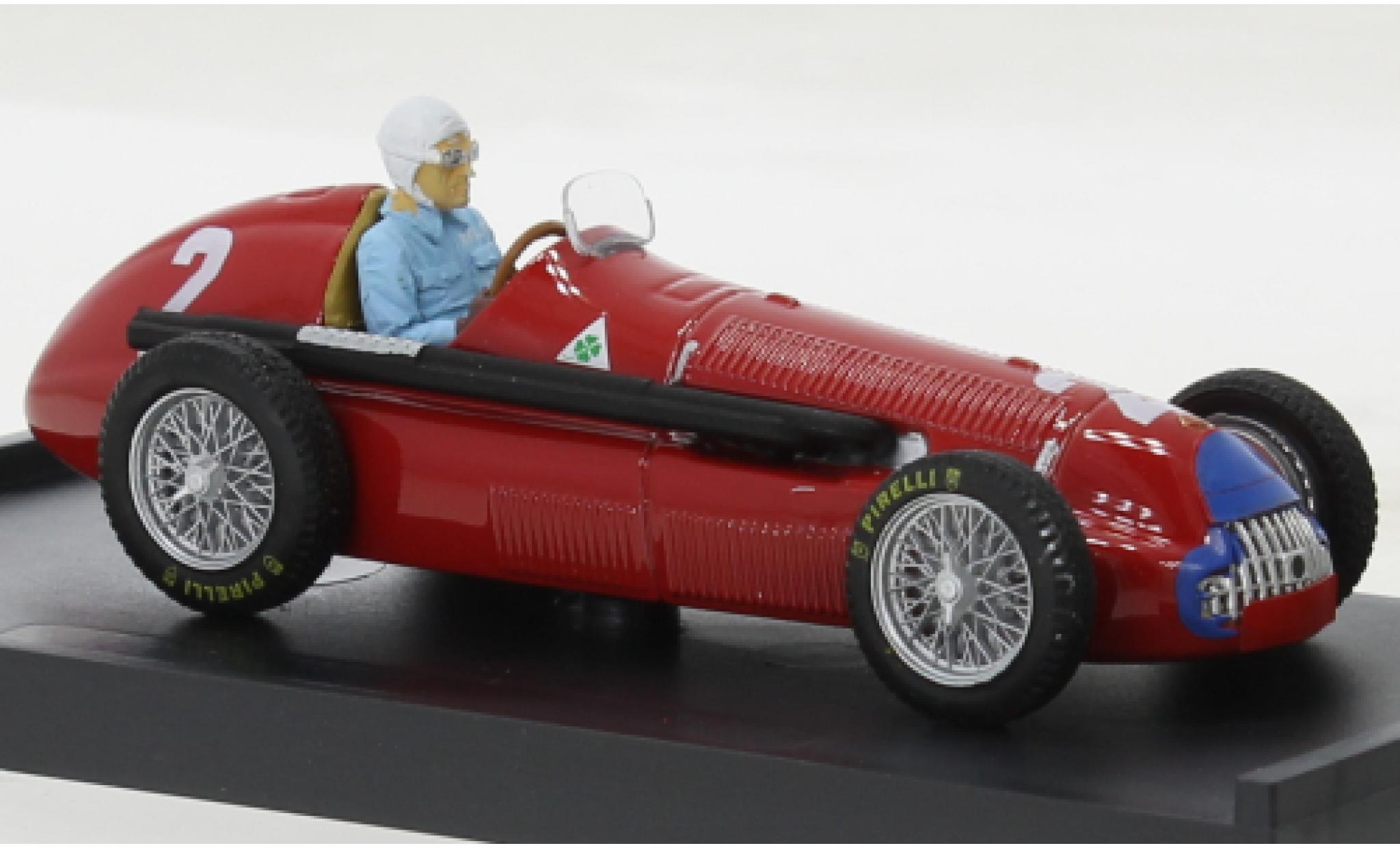 Alfa Romeo 158 1/43 Brumm metallic rood No.2 formule 1 GP Grande-Bretagne 1950 modelauto