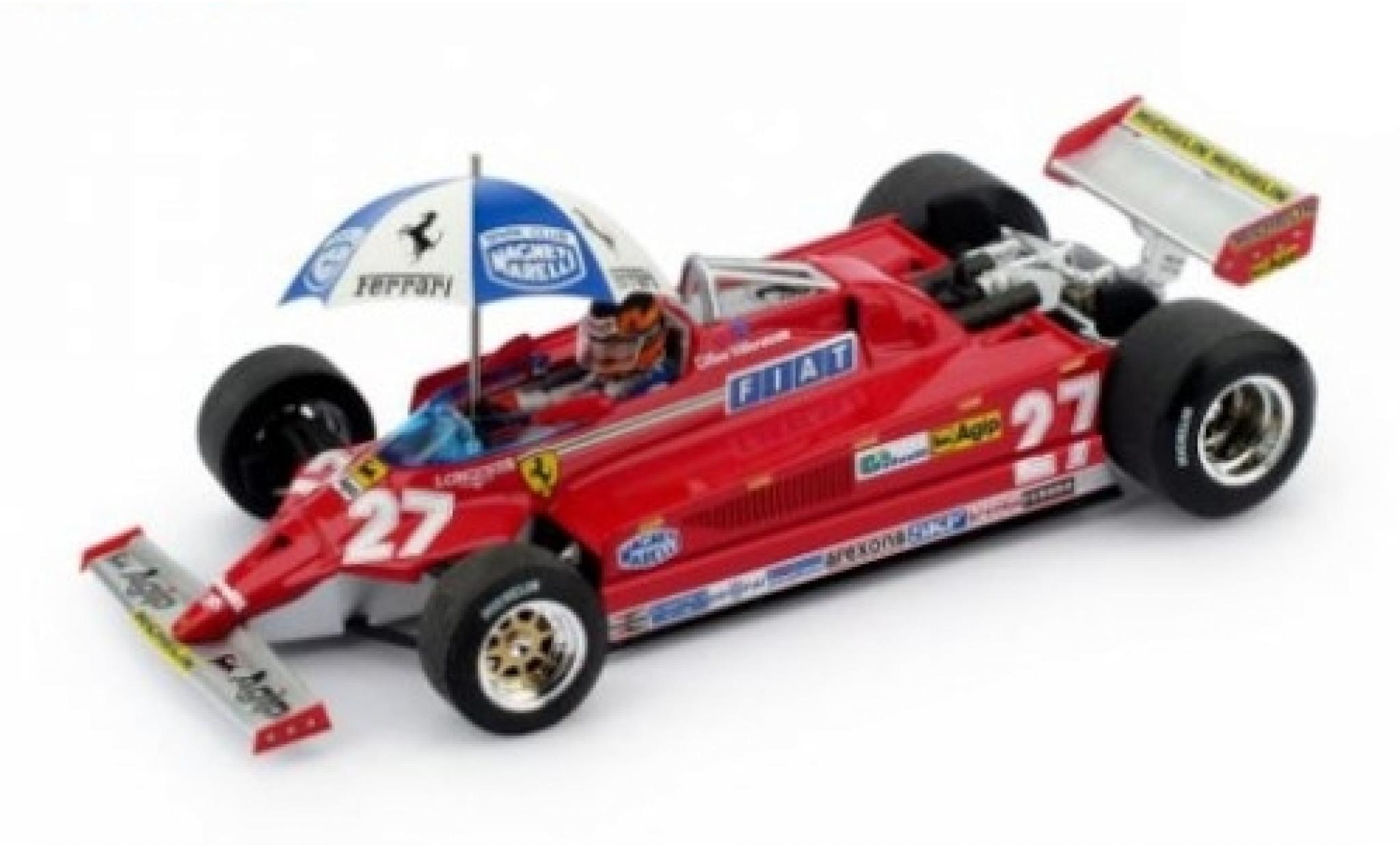Ferrari 126 1/43 Brumm CK turbo No.27 Scuderia Formel 1 GP Spanien 1981 mit Figur und Regenschirm G.Villeneuve modelauto