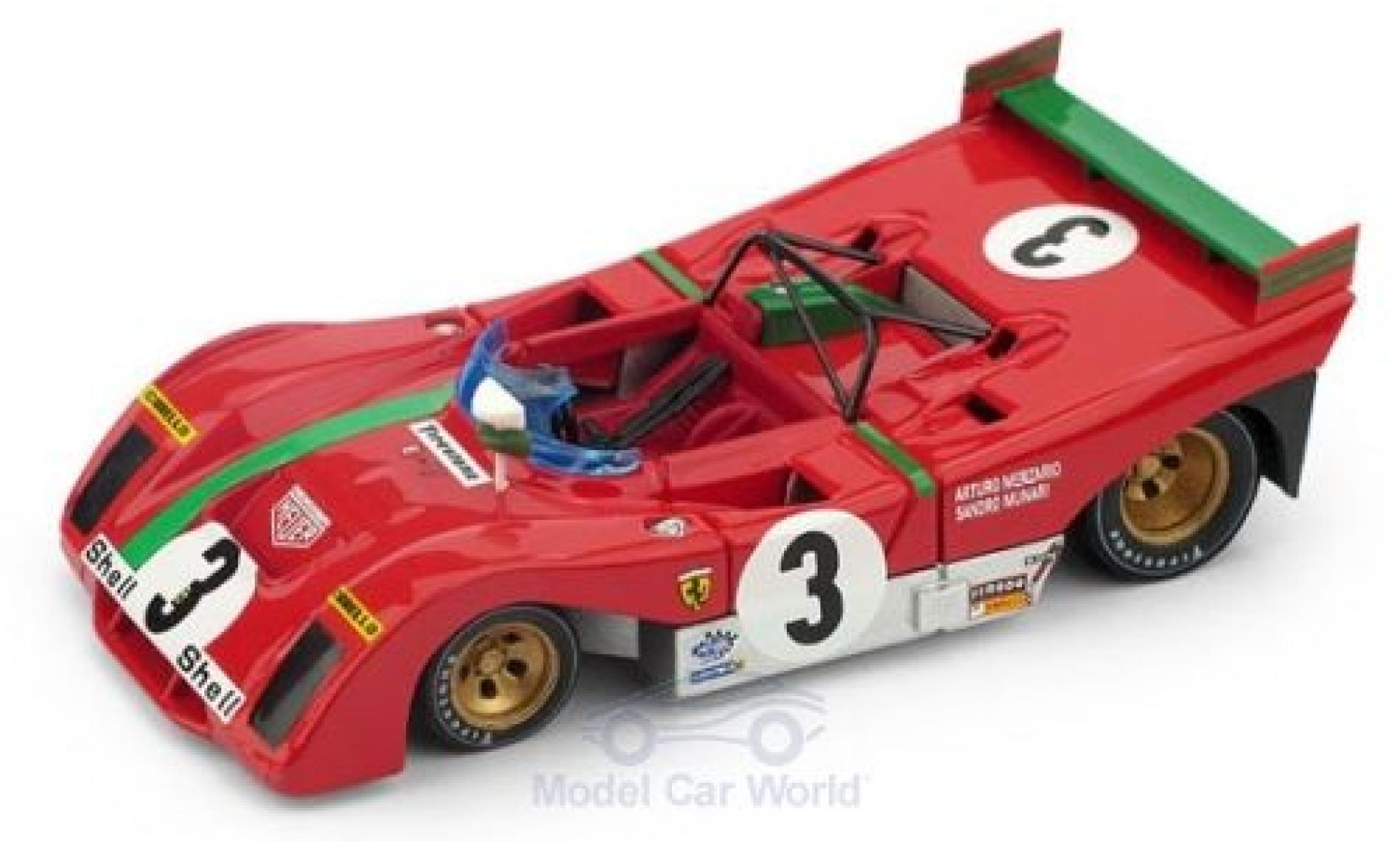Ferrari 312 1/43 Brumm PB RHD No.3 Targa Florio 1972 A.Merzario/S.Munari modelauto