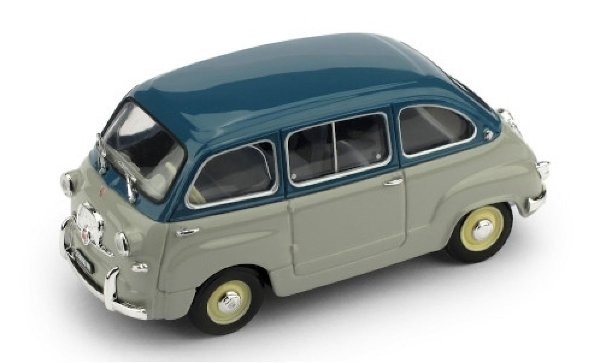 Fiat 600 1/43 Brumm Multipla Berlina Serie 1a blauw/grijs 1956 1:43 modelauto