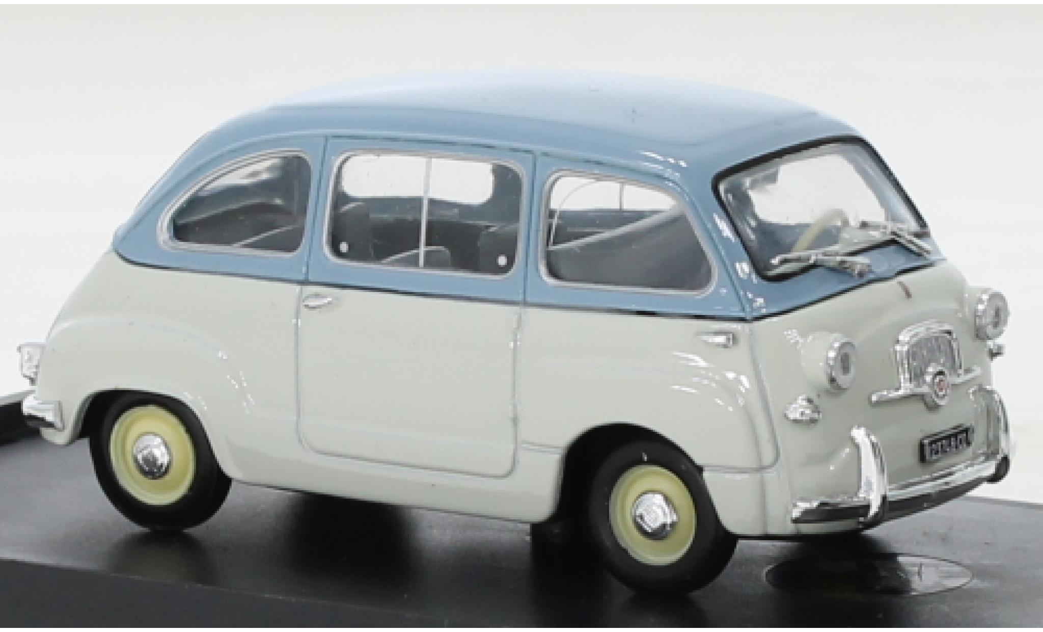 Fiat 600 1/43 Brumm Multipla Berlina Serie 1a grijs/blauw 1956 1:43 modelauto