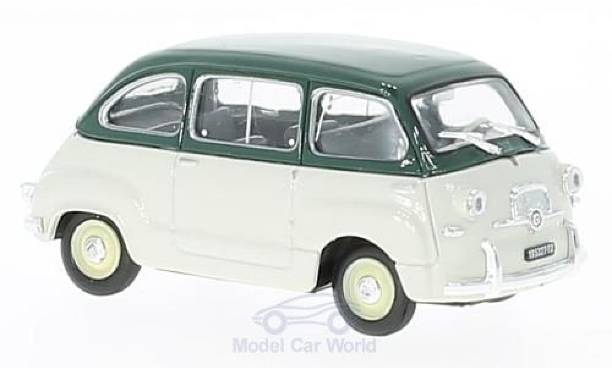 Fiat 600 1/43 Brumm Multipla groen/grijs 1956 modelauto