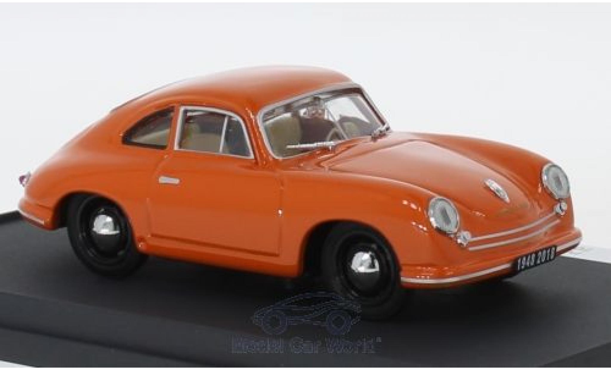 Porsche 356 1/43 Brumm /2 Gm&uuml;nd oranje 1948 Happy Birthday modelauto