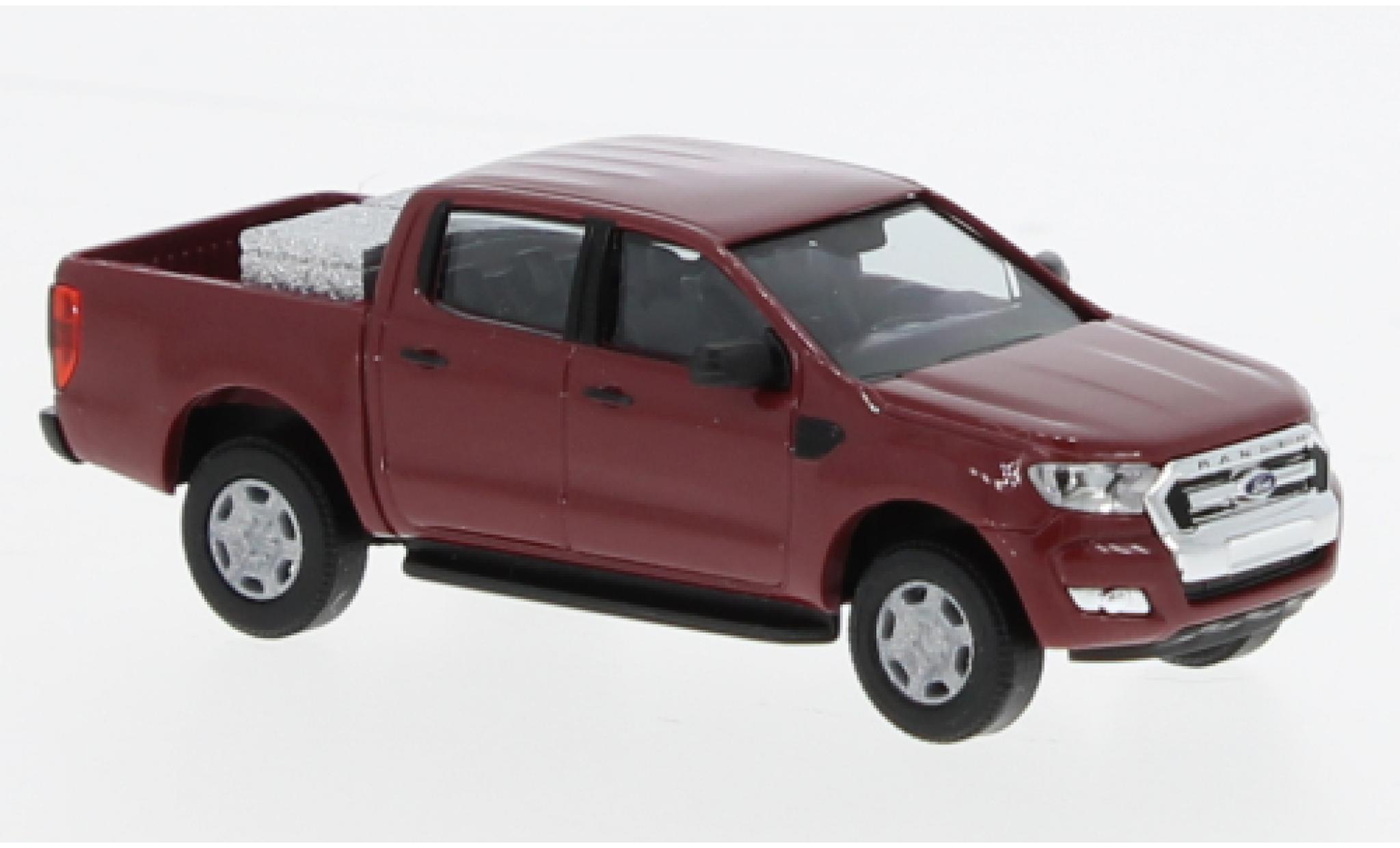 Ford Ranger 1/87 Busch rood fonc&eacute; 2016 modelauto