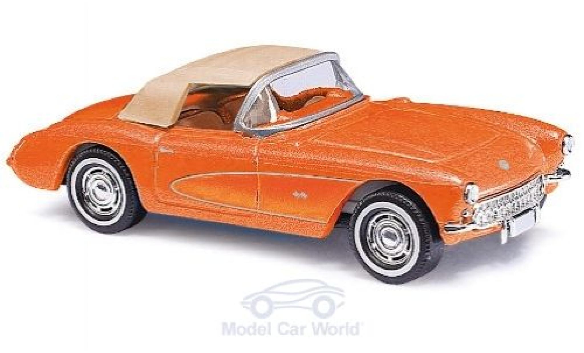 Chevrolet Corvette 1/87 Busch C1 Cabriolet metallic oranje 1956 mit Softtop modelauto
