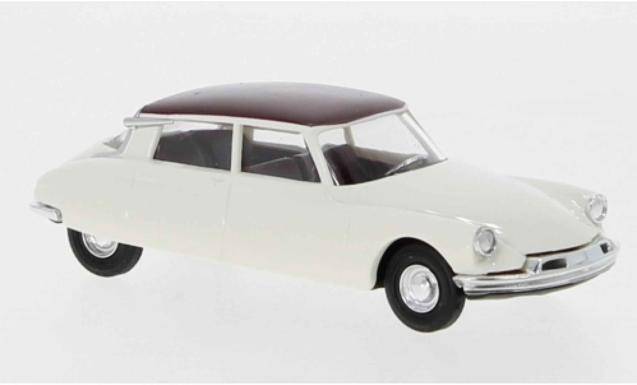 Citroen DS 1/87 Busch 19 wit/rood modelauto