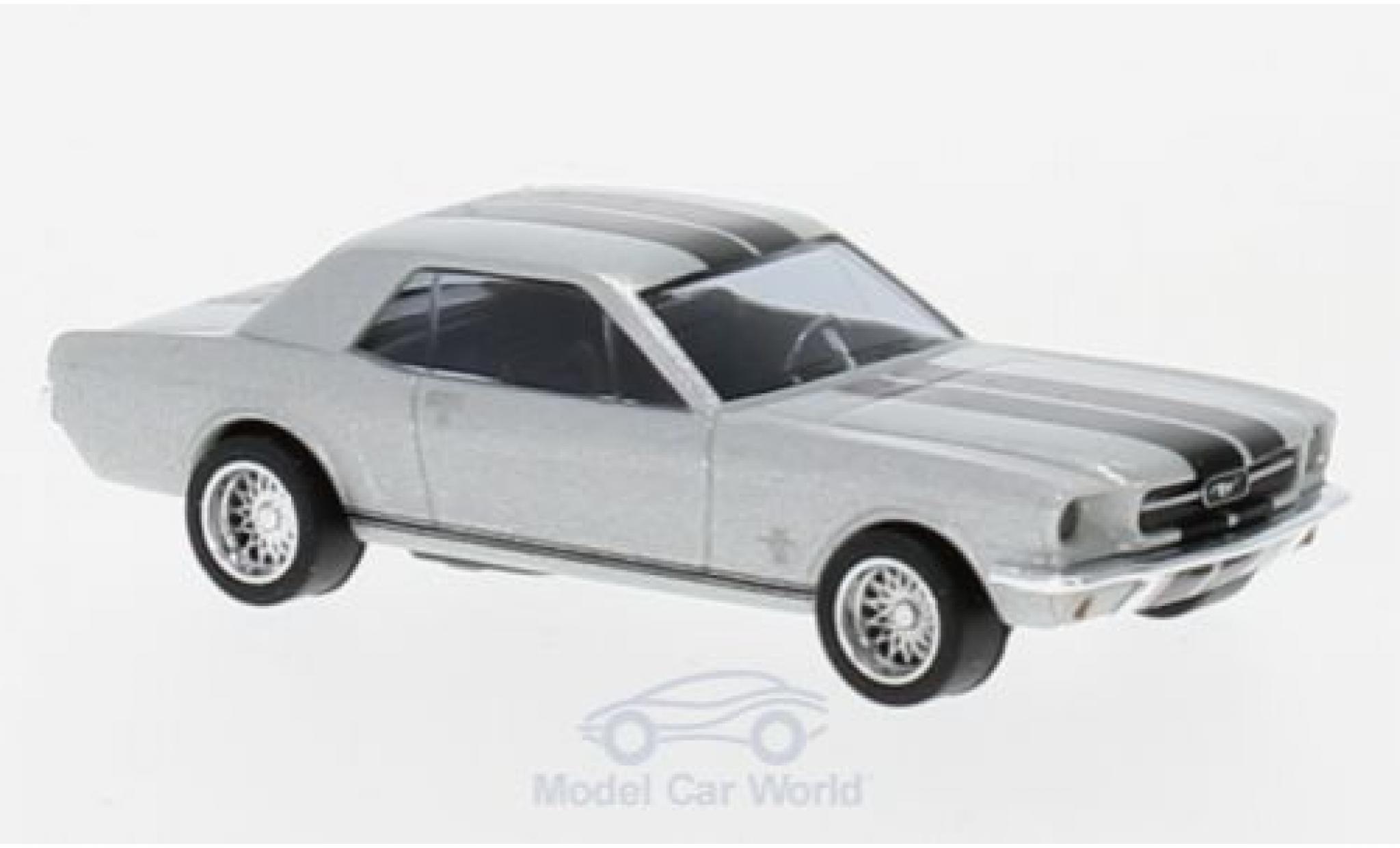 Ford Mustang 1/87 Busch Coupe grijs/zwart 1964 modelauto