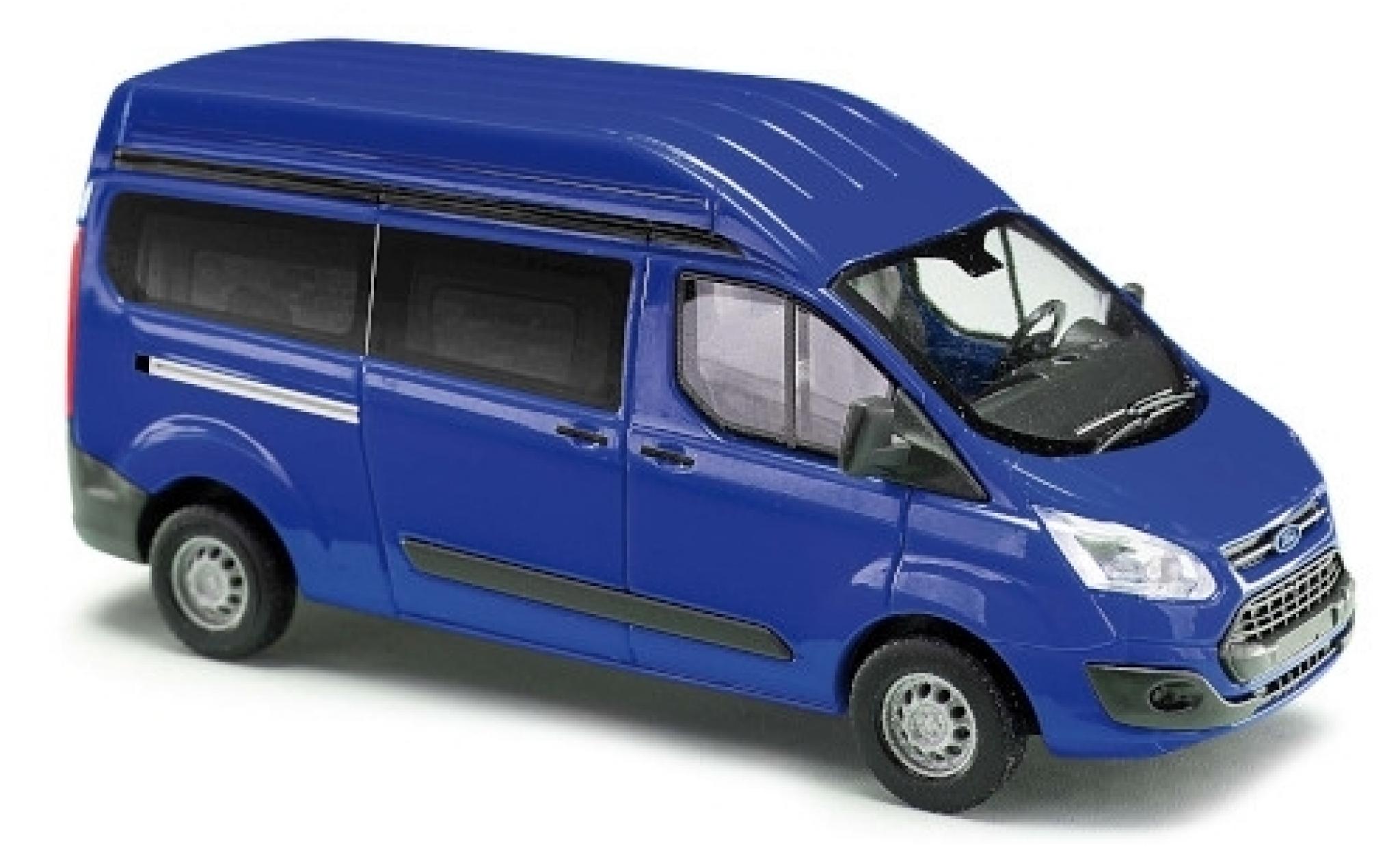 Ford Transit 1/87 Busch Custom Hochdach blauw bus modelauto