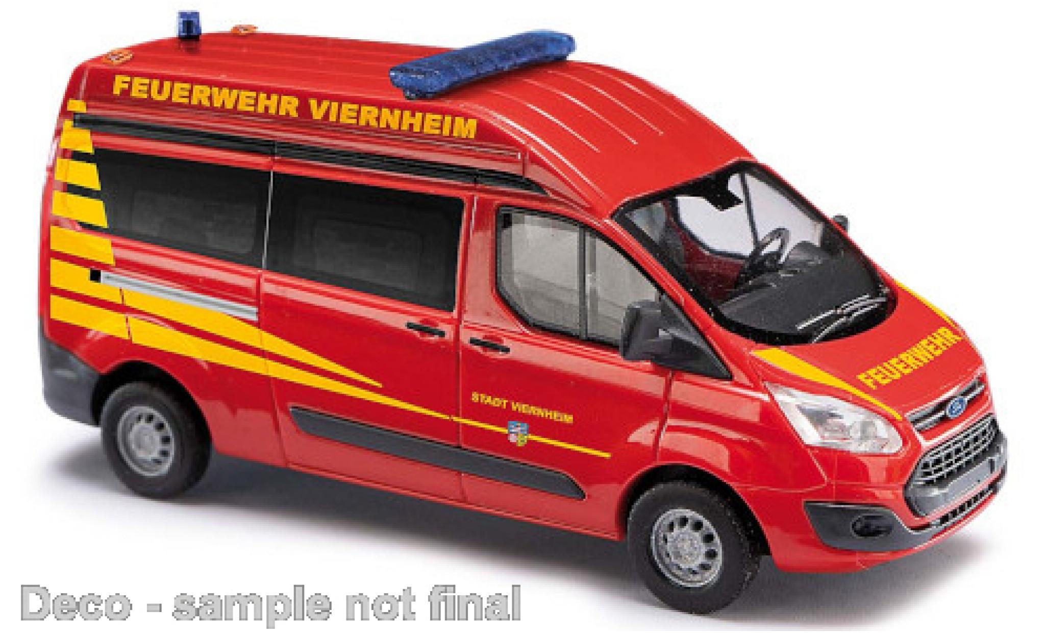 Ford Transit 1/87 Busch Custom Hochdach Bus Brandweer Viernheim 2012 modelauto