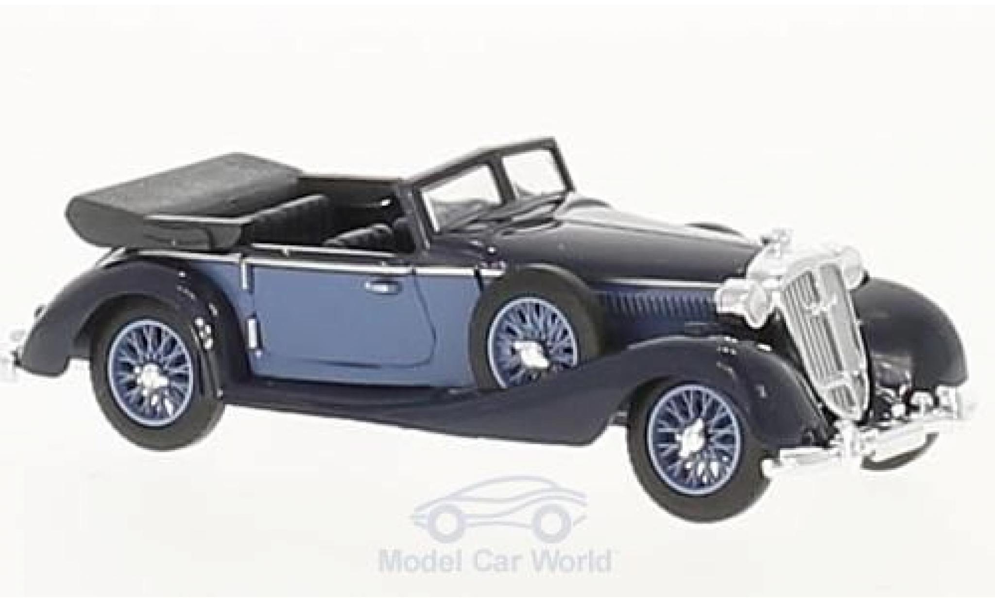 Horch 853 1/87 Busch Cabriolet blauw/blauw modelauto