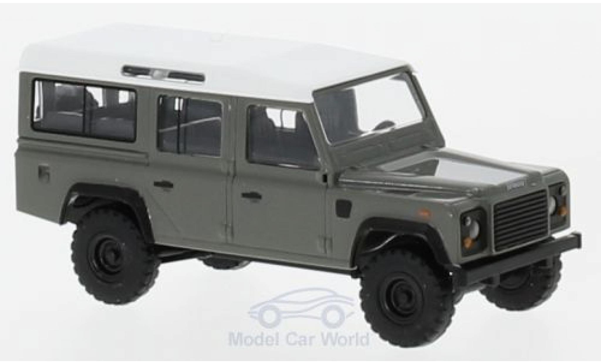 Land Rover Defender 1/87 Busch grijs/wit modelauto