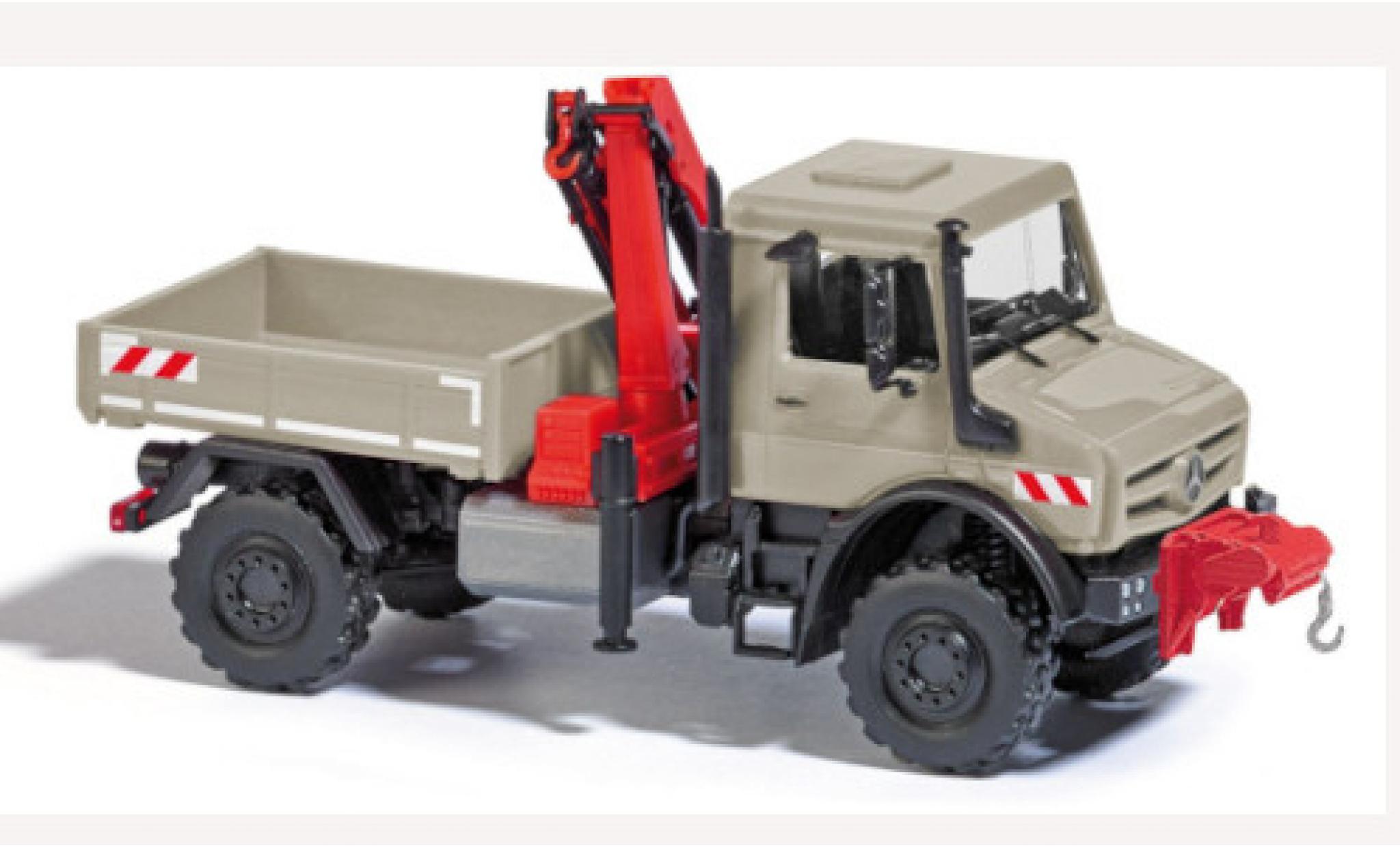 Mercedes Unimog 1/87 Busch U 5023 grijs 2014 mit Kran und Seilwinde modelauto