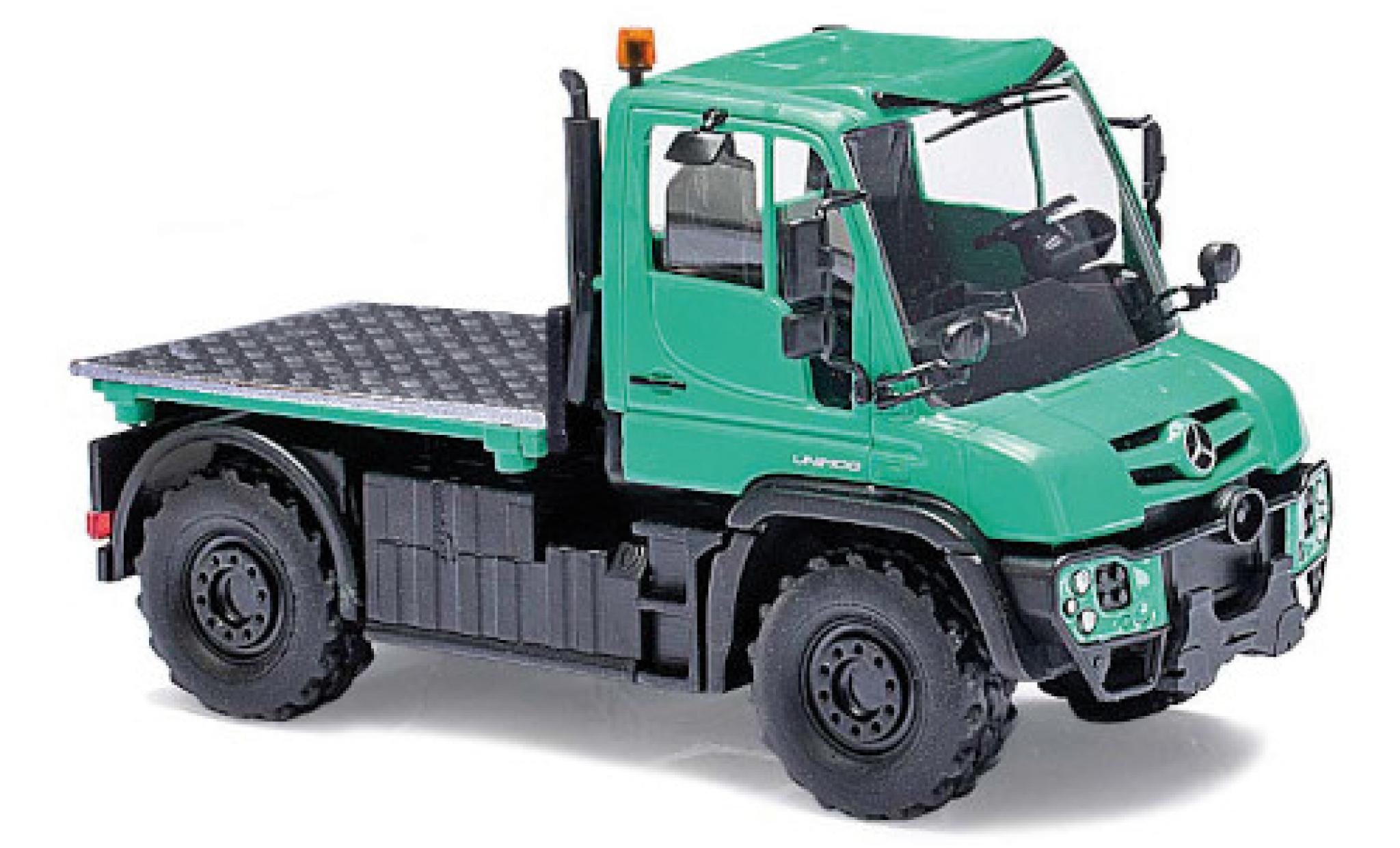 Mercedes Unimog 1/87 Busch U430 groen 2013 avec flacher plateforme modelauto
