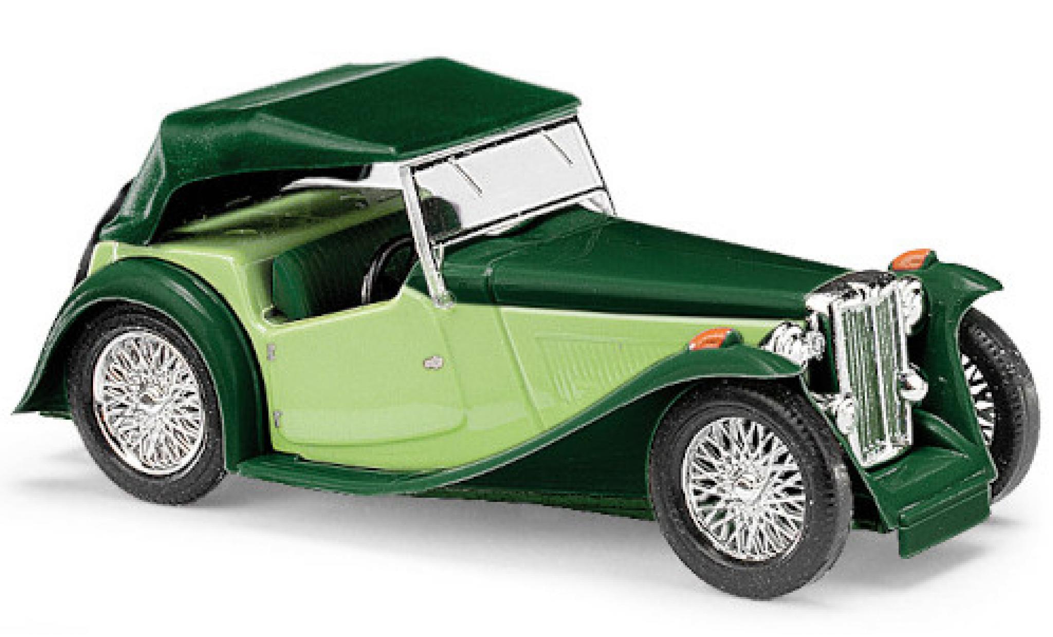 MG TC 1/87 Busch Midget groen/groen RHD Verdeck ferm&eacute; modelauto