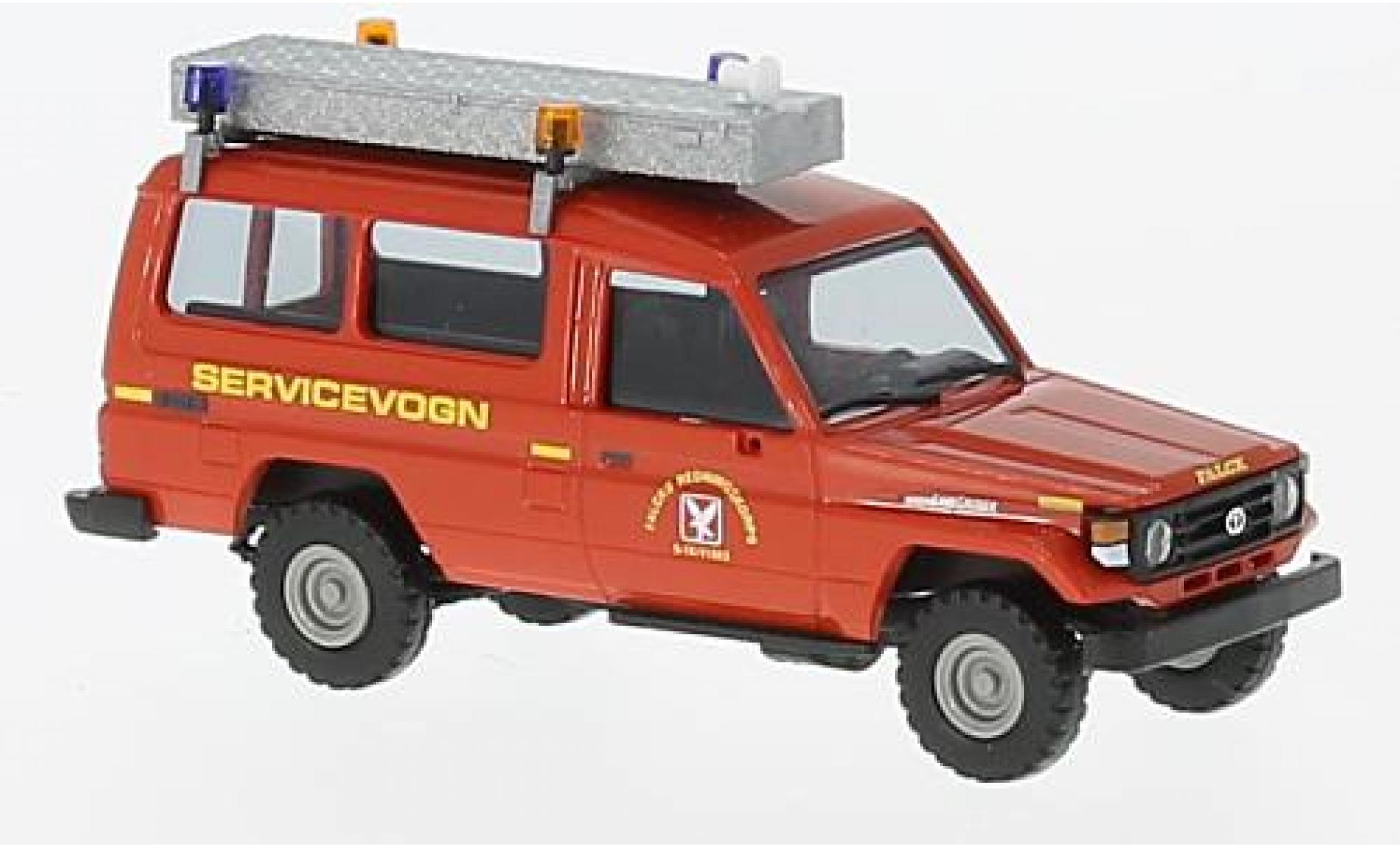 Toyota Land Cruiser 1/87 Busch HZJ 78 rood Falck 1985 modelauto