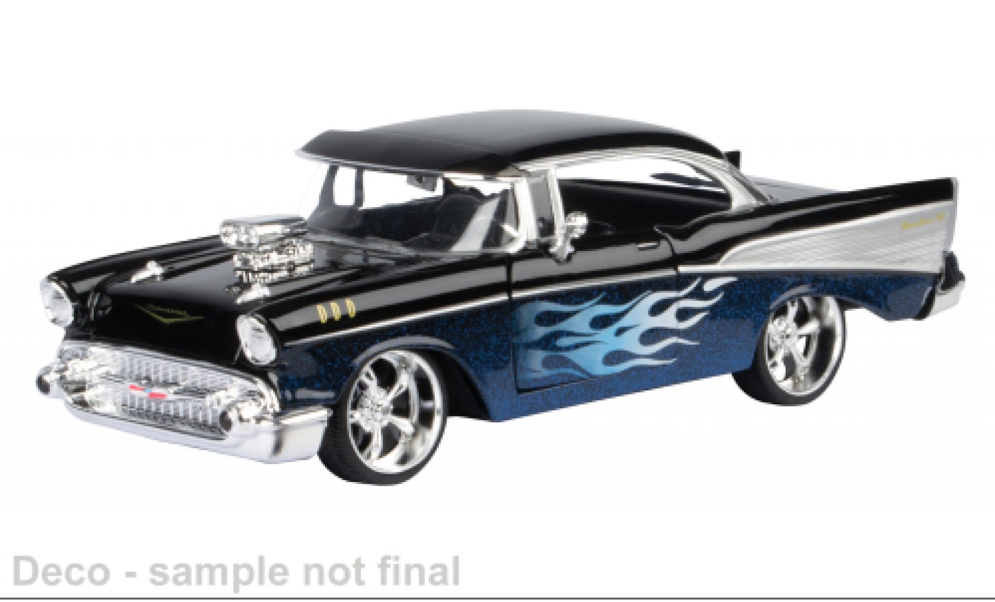 Chevrolet Bel Air 1/24 Motormax zwart/blauw 1957 1:24 modelauto