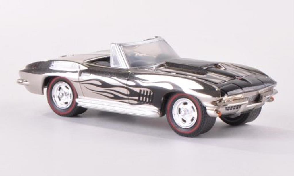 Chevrolet Corvette C2 1/64 Greenlight C2 (C2) Cabriolet chrom mit Flammendekor 1967 modelauto