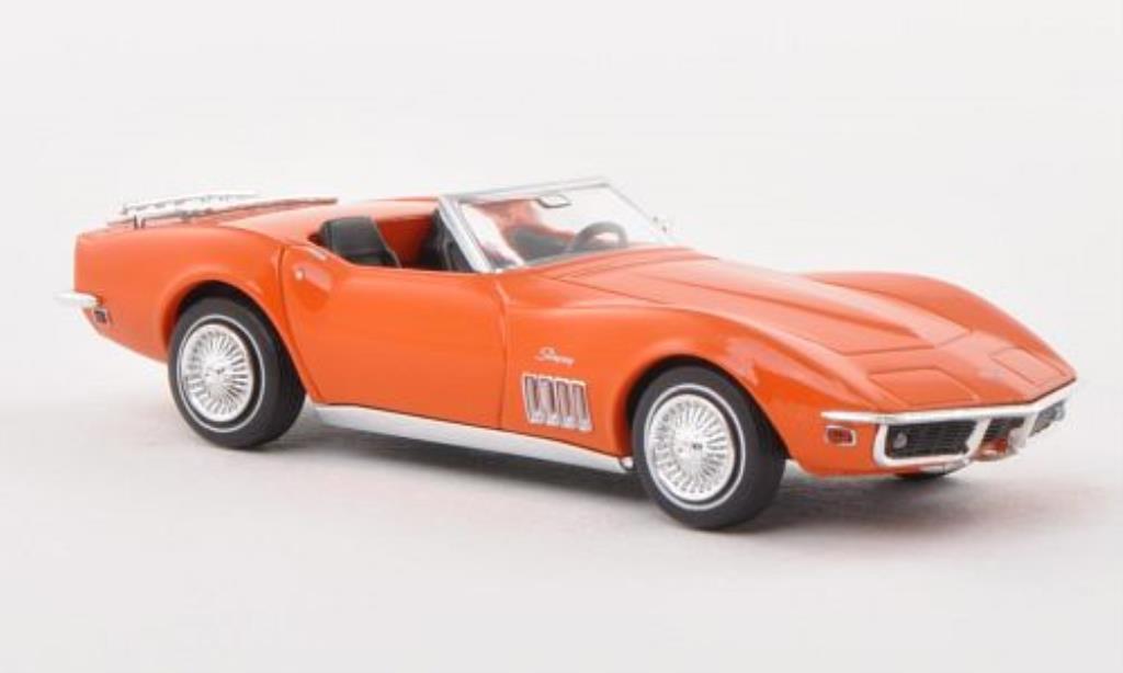 Chevrolet Corvette C3 1/87 Brekina C3 Cabrio oranje mit Gepacktrager modelauto