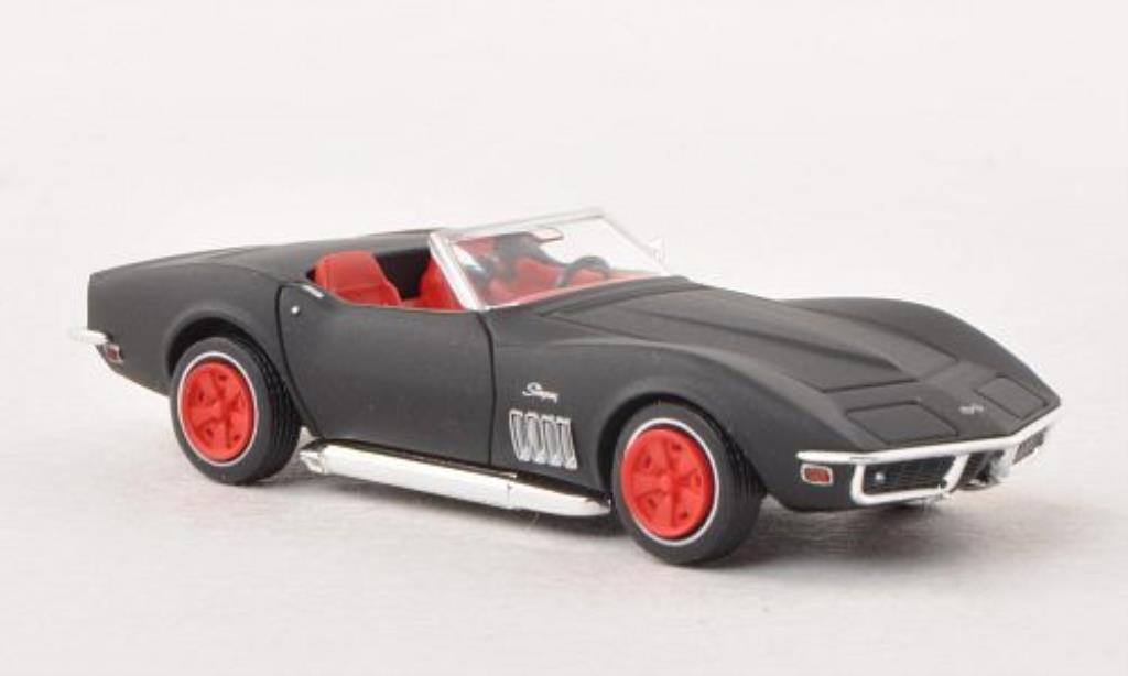 Chevrolet Corvette C3 1/87 Brekina C3 Cabriolet matt-zwart modelauto