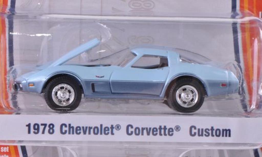 Chevrolet Corvette C3 1/64 Greenlight C3 blauw/grijs 1978 modelauto