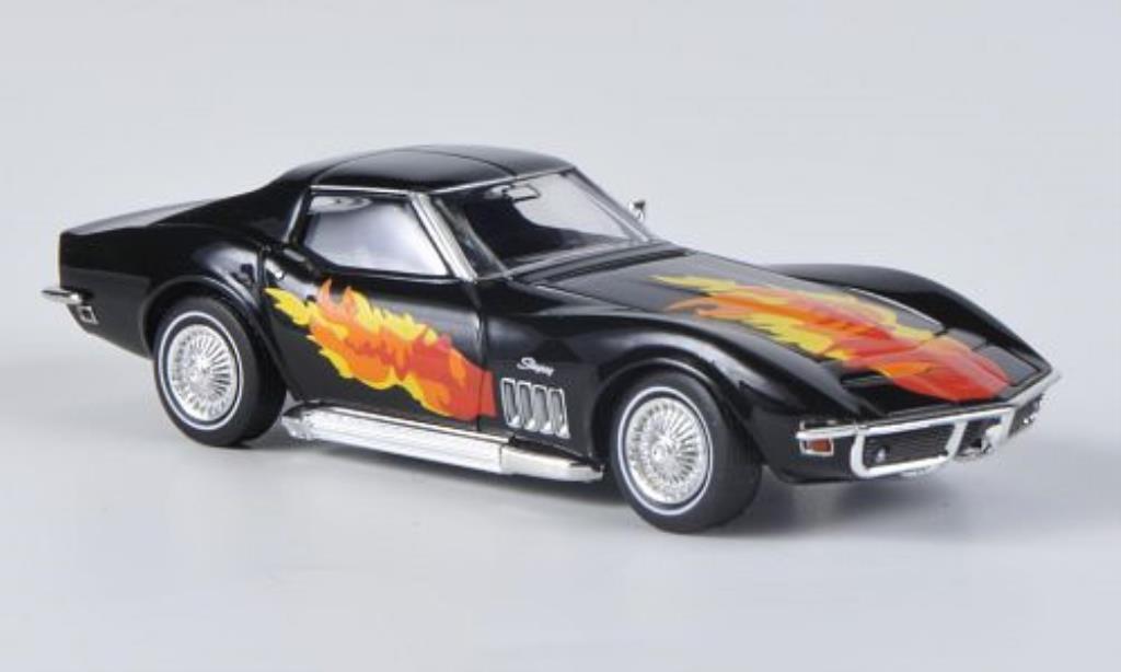 Chevrolet Corvette C3 1/87 Brekina C3 zwart mit Flammendekor und Sidepipes modelauto