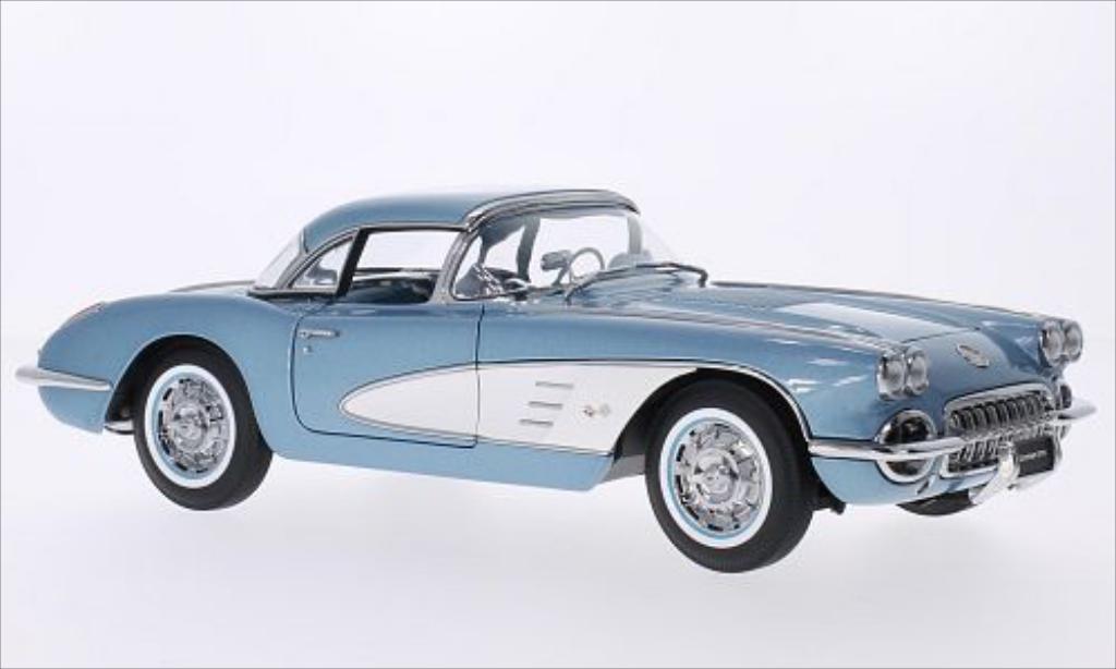 Chevrolet Corvette C1 1/18 Autoart C1 metallic blauw/wit 1958 modelauto