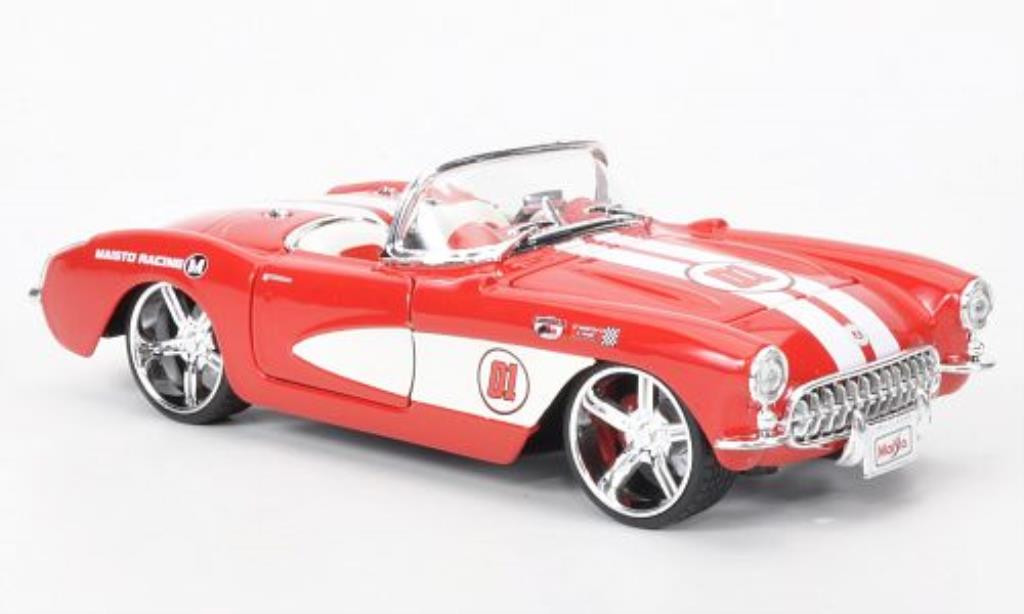 Chevrolet Corvette C1 1/24 Maisto C1 rood /wit 1957 modelauto