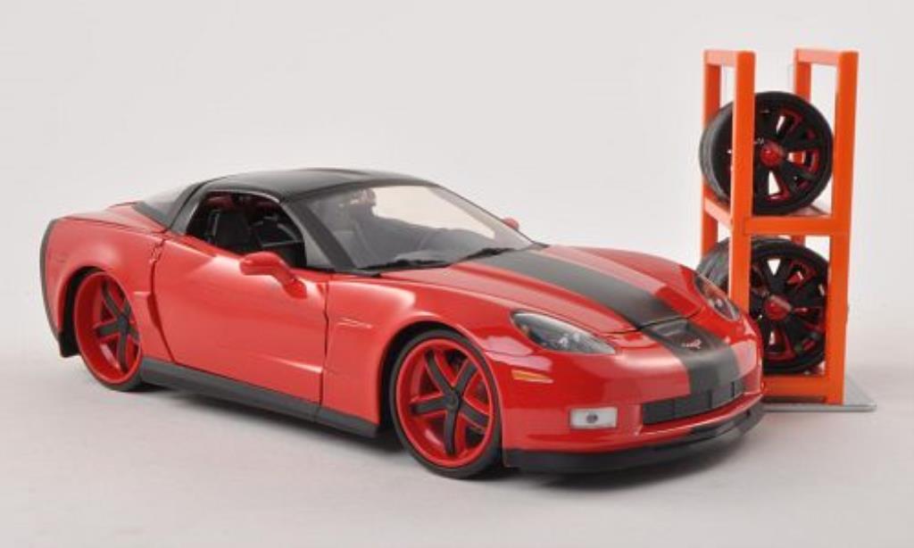Chevrolet Corvette C6 1/24 Jada Toys C6 Tuning rood/zwart 2006 modelauto