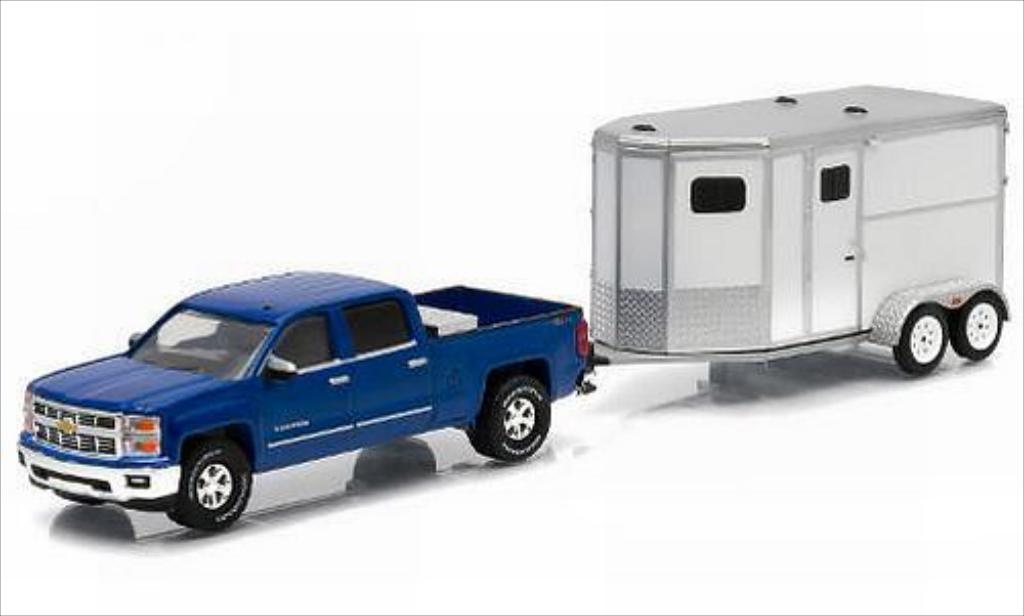Chevrolet Silverado 1/64 Greenlight 1500 LTZ metallic blauw 2015 modelauto