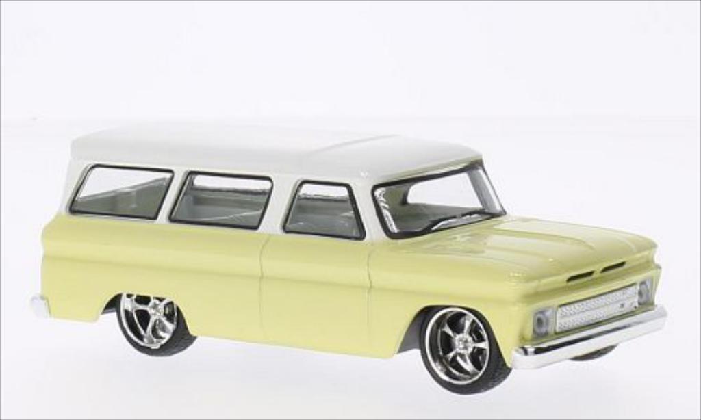 Chevrolet Suburban 1/43 Greenlight Tuning geel/wit 1966 modelauto