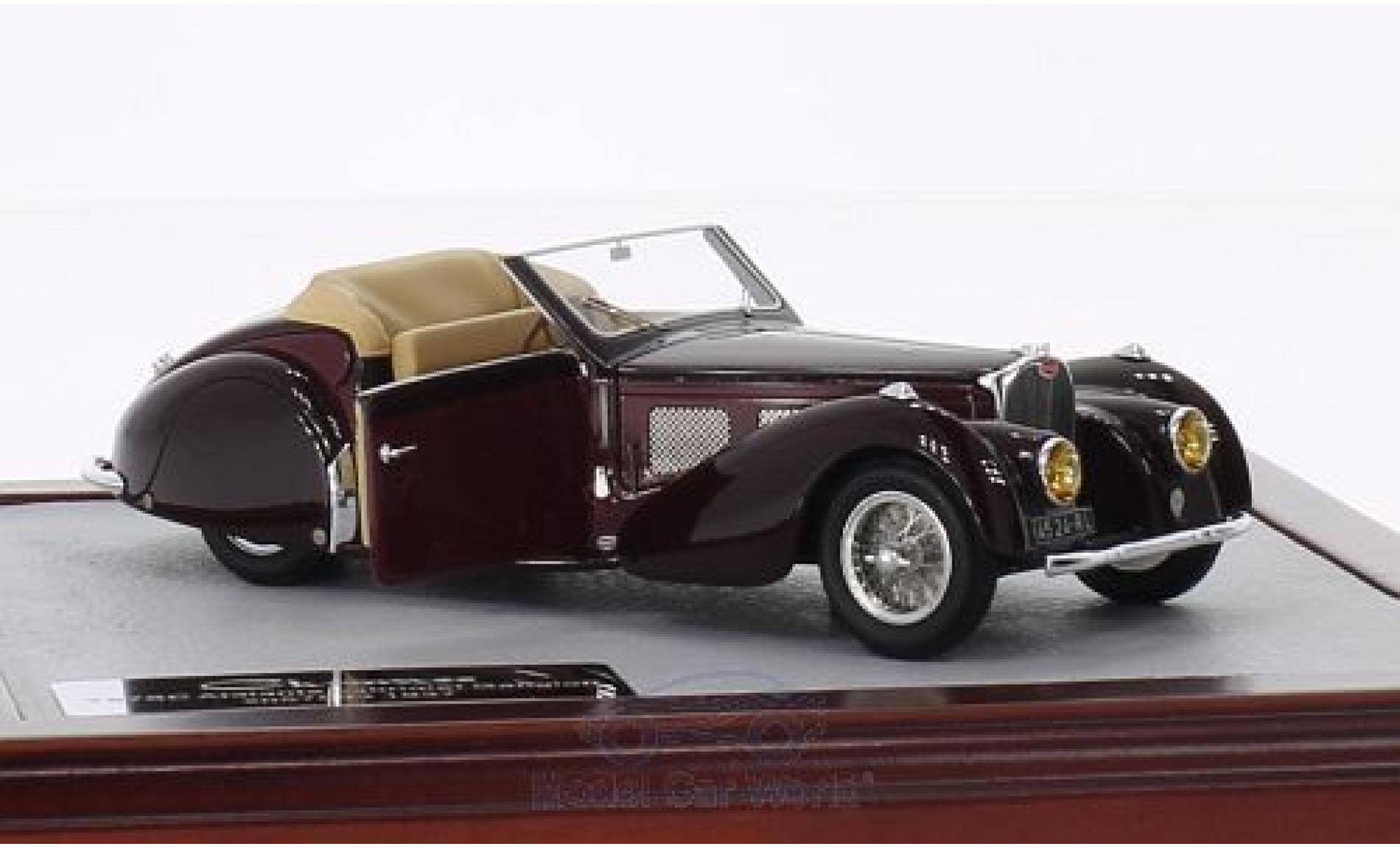 Bugatti 57 SC 1/43 Chromes Type SC Atalante Cabriolet Gangloff bruin/rood RHD 1937 modelauto