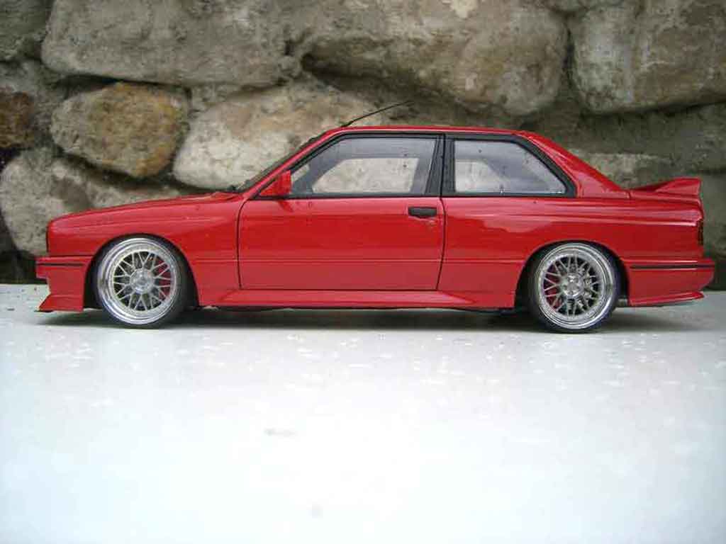 Bmw M3 coupe jantes BBS E30 rood pneux taille basse 1/18 Autoart
