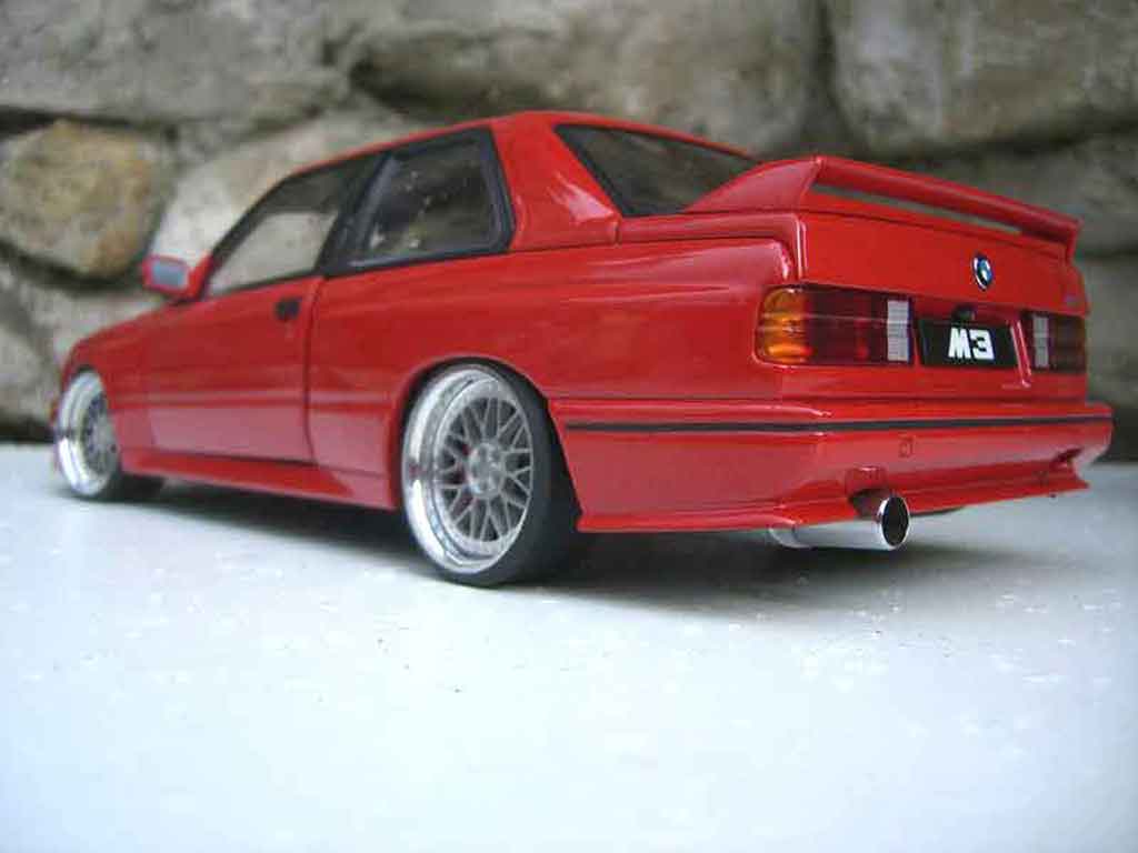 Bmw M3 coupe jantes BBS E30 rood pneux taille basse 1/18 Autoart