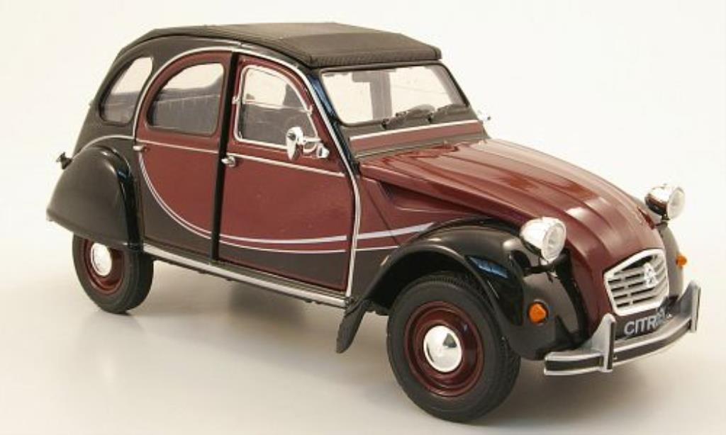 Citroen 2CV 1/24 Welly 6 Charleston rood/zwart modelauto