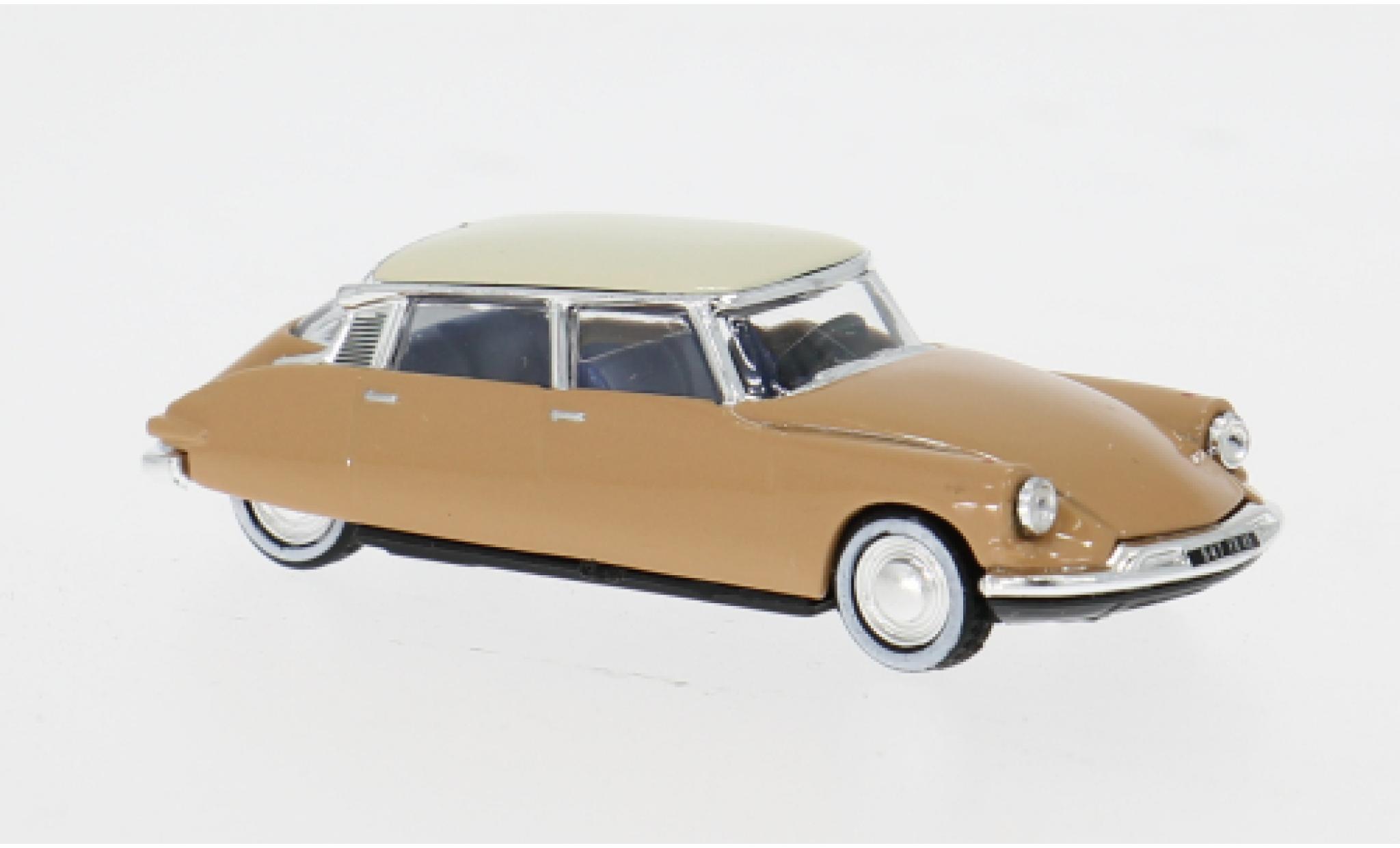 Citroen DS 1/87 Norev 19 bruin/wit 1959 1:87 modelauto