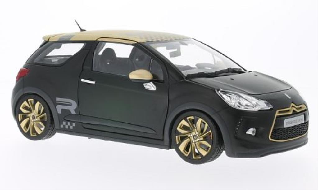 DS Automobiles DS3 Racing 1/18 Norev Racing matt-zwart mit Golddeko 2013 modelauto