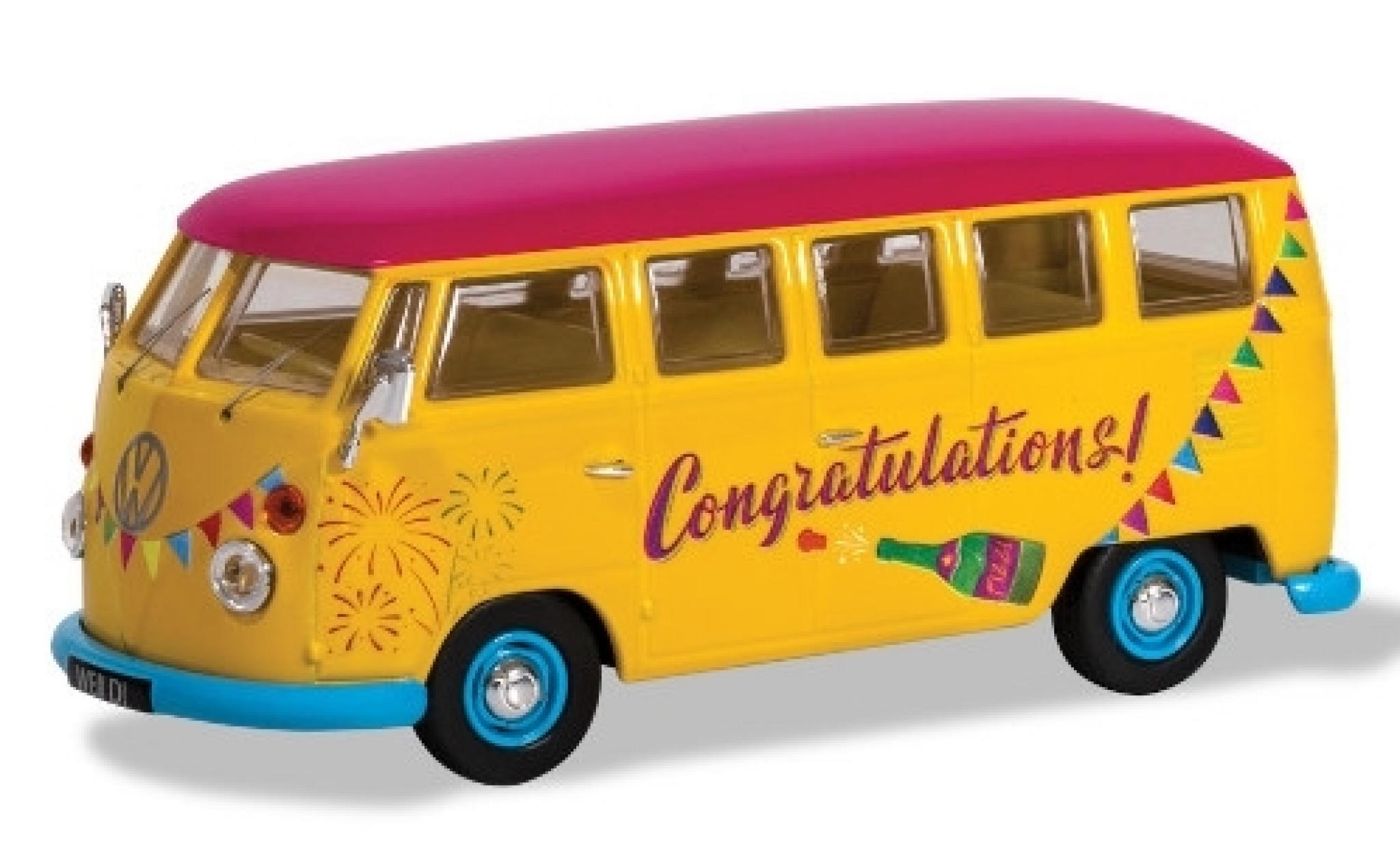 Volkswagen T1 1/43 Corgi Camper geel/Dekor RHD Congratulations modelauto