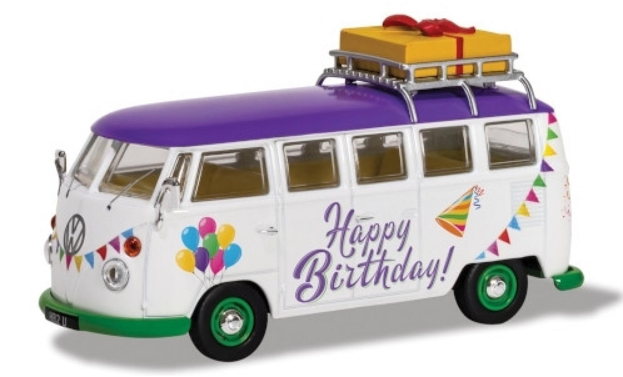 Volkswagen T1 1/43 Corgi Camper wit/Dekor RHD Happy Birthday modelauto
