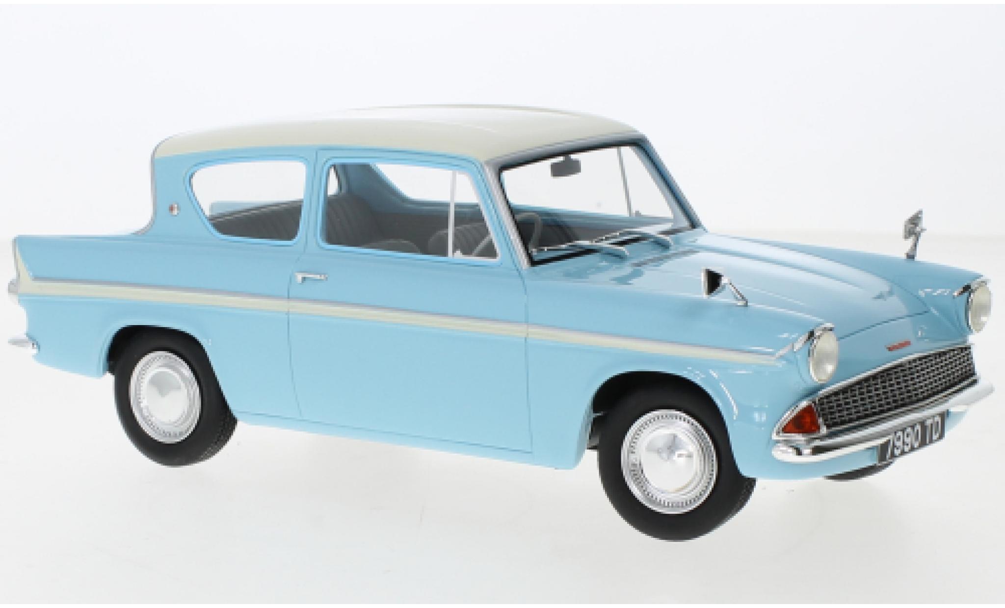 Ford Anglia 1/18 Cult Scale Models 105E blauw/beige RHD 1961 modelauto
