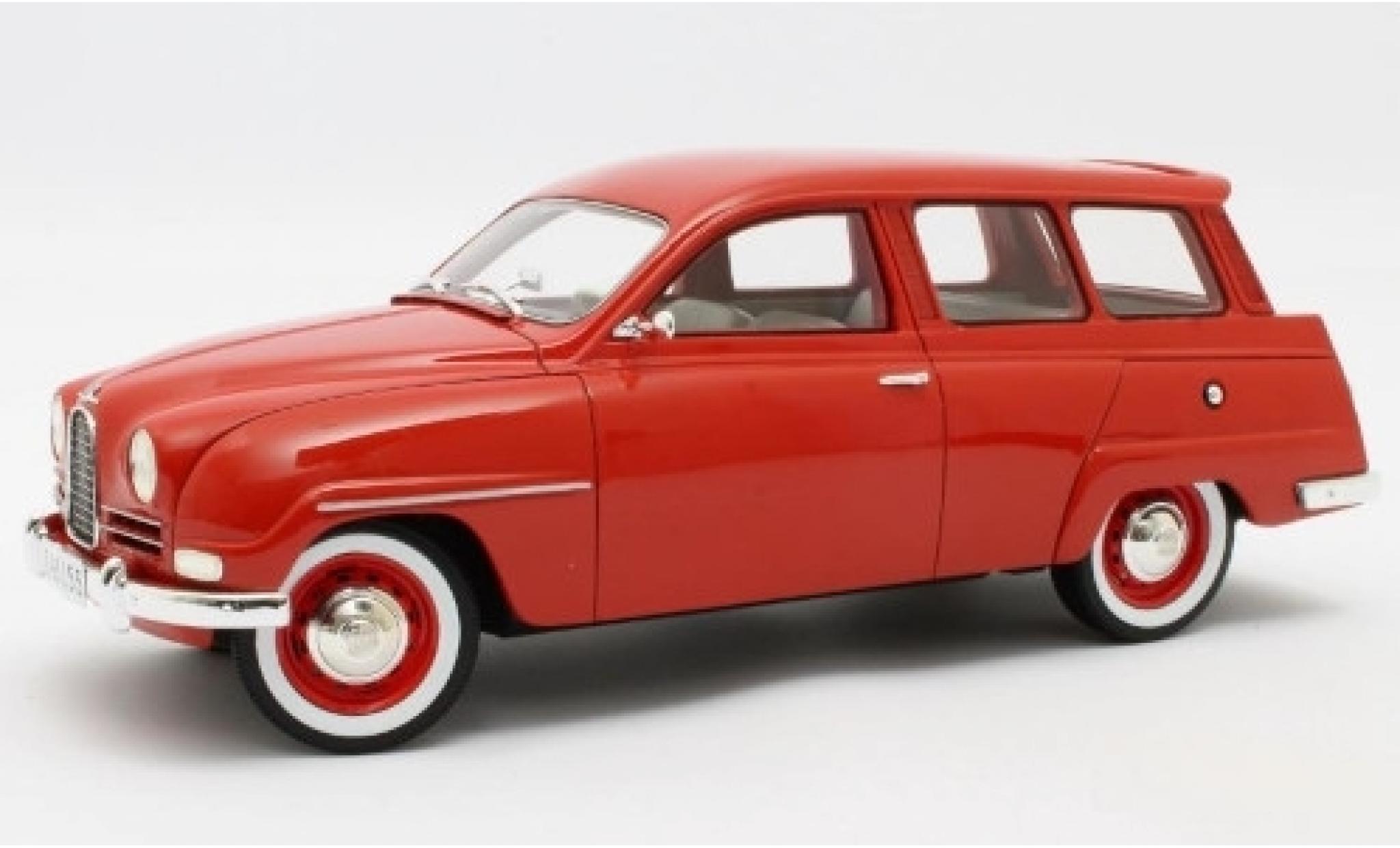 Saab 95 1/18 Cult Scale Models rood clair 1963 modelauto
