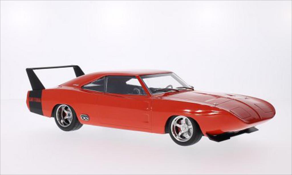 Dodge Charger Daytona 1/18 Greenlight Daytona Custom rood/matt-zwart 1969 modelauto