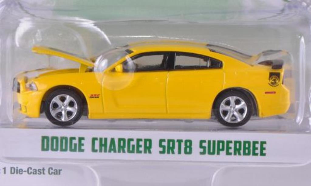 Dodge Charger 1/64 Greenlight SRT8 SuperBee geel/zwart 2012 modelauto
