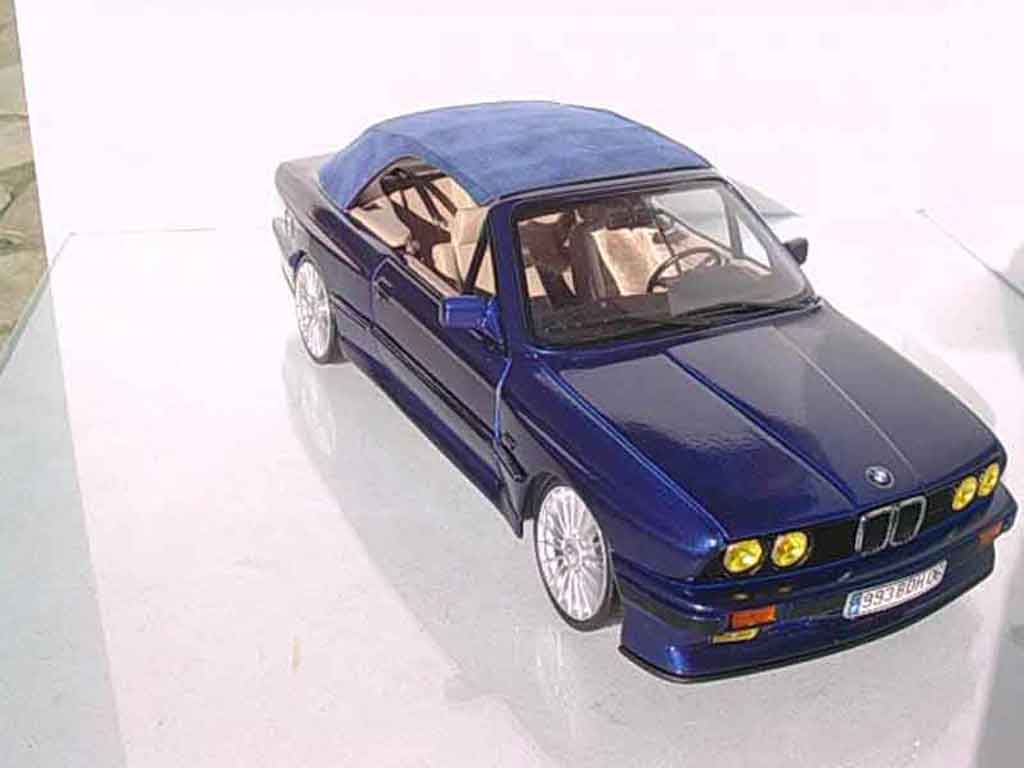 Bmw 325 Cabriolet E30 i e30 blauw metallized swap moteur m3 interieur cuir beige 1/18 Autoart