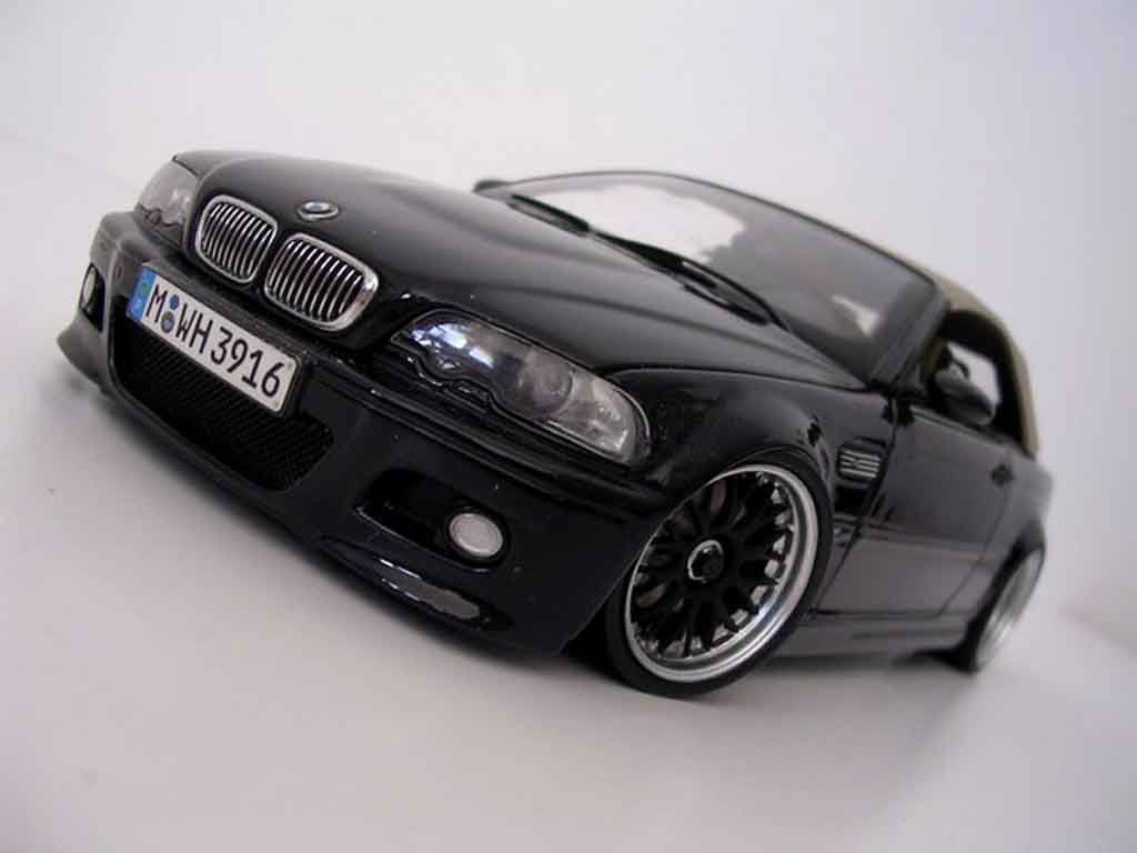 Bmw M3 E46 cabriolet 1/18 Kyosho E46 cabriolet zwart jantes bbs modelauto