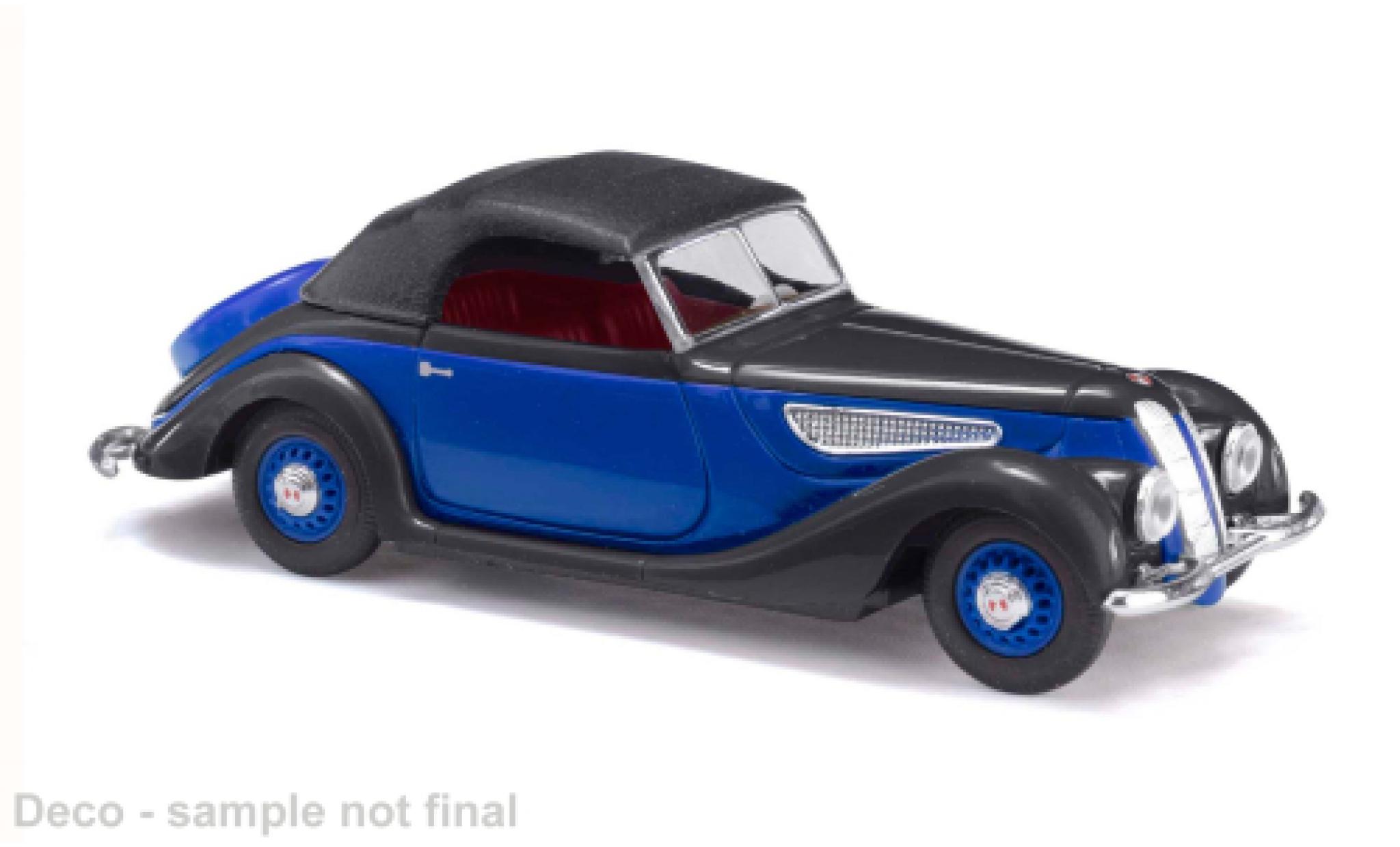 EMW 327 1/87 Busch Cabriolet blauw/zwart 1952 1:87 modelauto