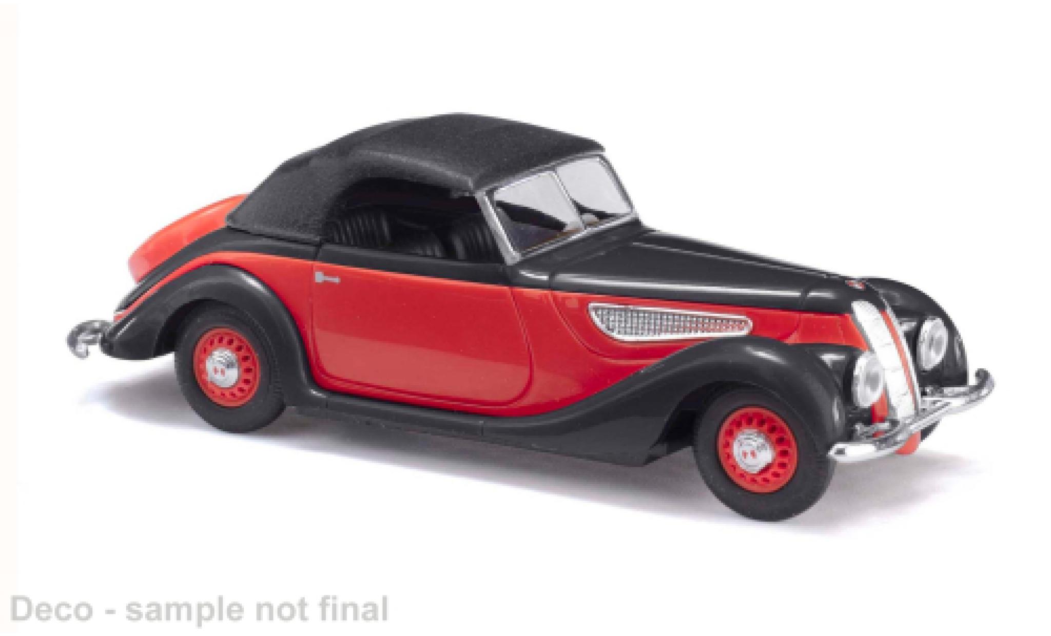 EMW 327 1/87 Busch Cabriolet rood/zwart 1952 1:87 modelauto