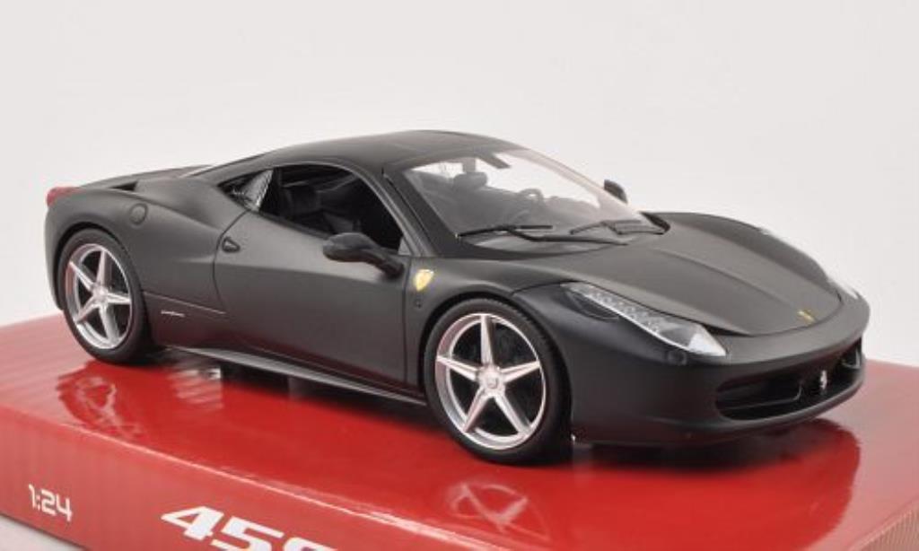Ferrari 458 Italia 1/24 Hot Wheels Italia matt-zwart modelauto