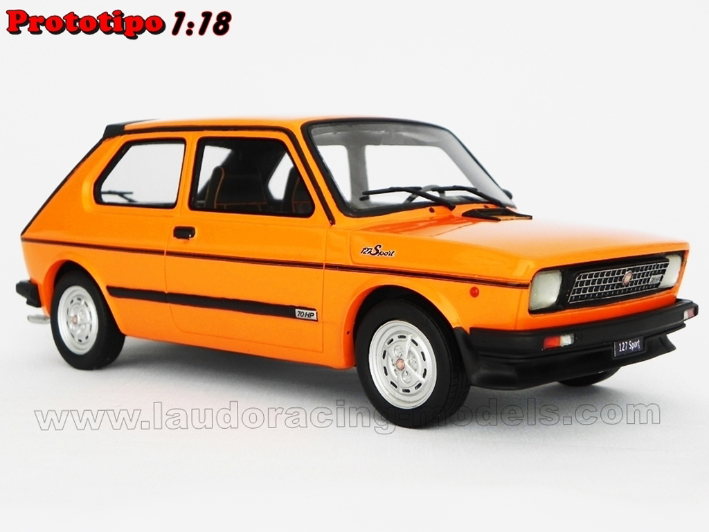 Fiat 127 Sport 1/18 Laudoracing Models Sport 70 HP LM090B oranje modelauto