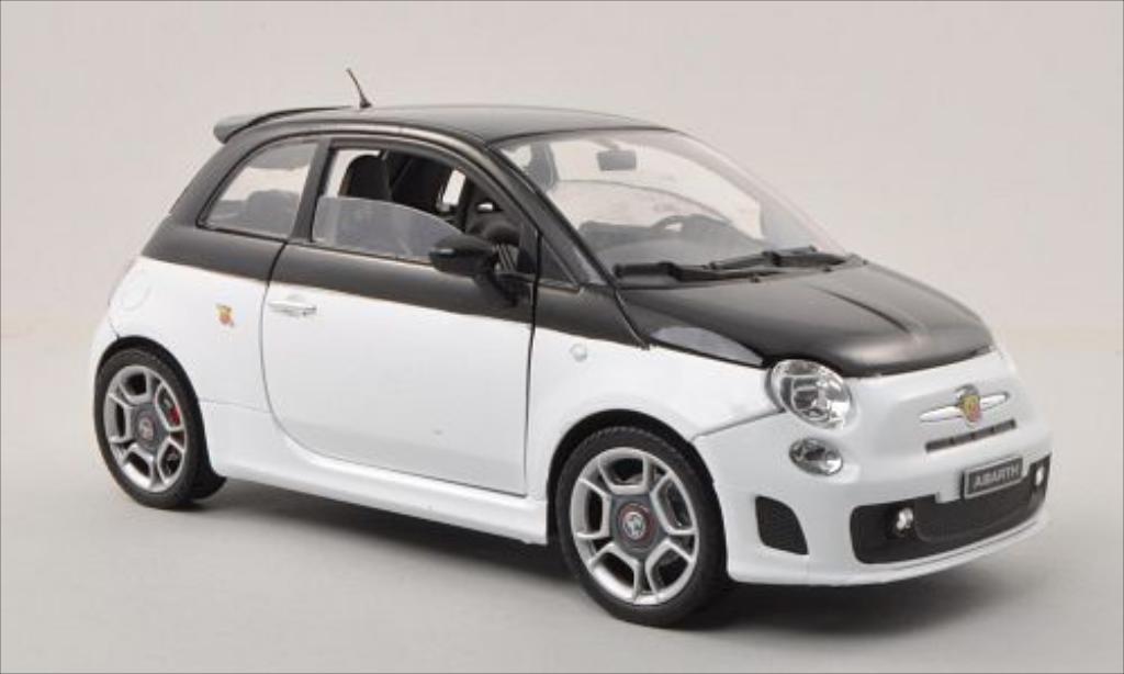 Fiat 500 Abarth 1/18 Motormax Abarth wit/zwart modelauto