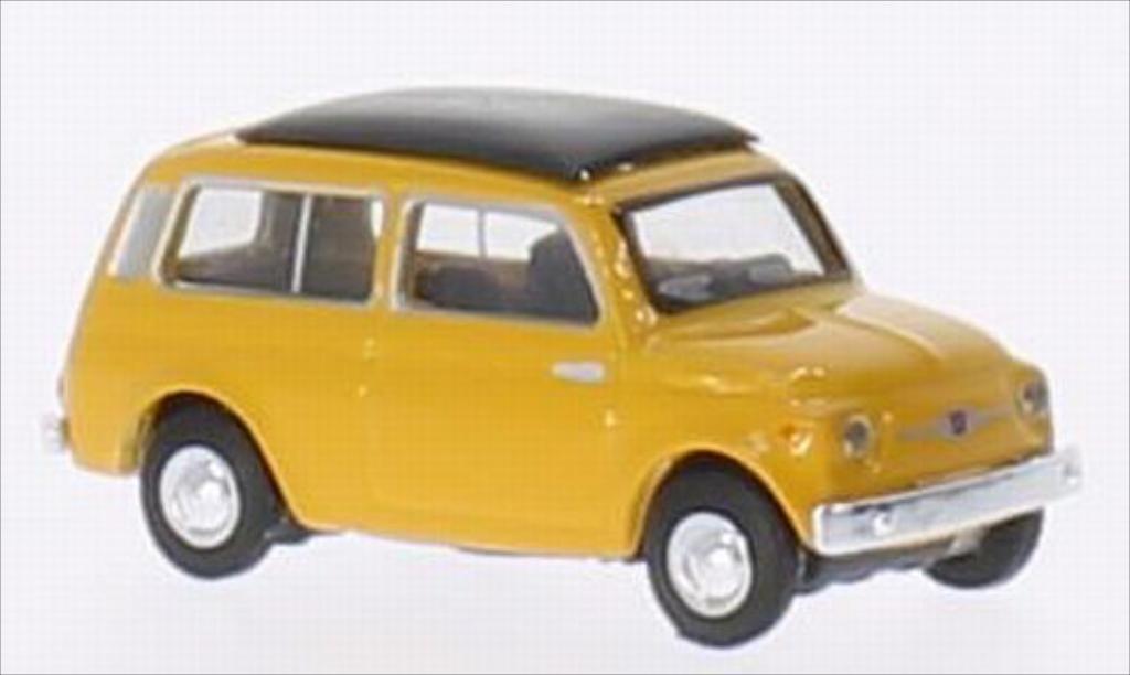 Fiat 500 1/87 Schuco Giardinera geel modelauto